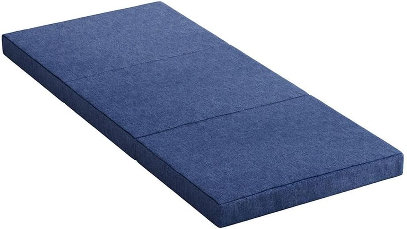 Giselle Bedding Queen Memory Foam Mattress Topper, Bamboo Foldable Folding Bed Mattresses Toppers Protector Cool Gel Cover Non Spring Sleeping Mat Home Bedroom, Removable Washable Blue