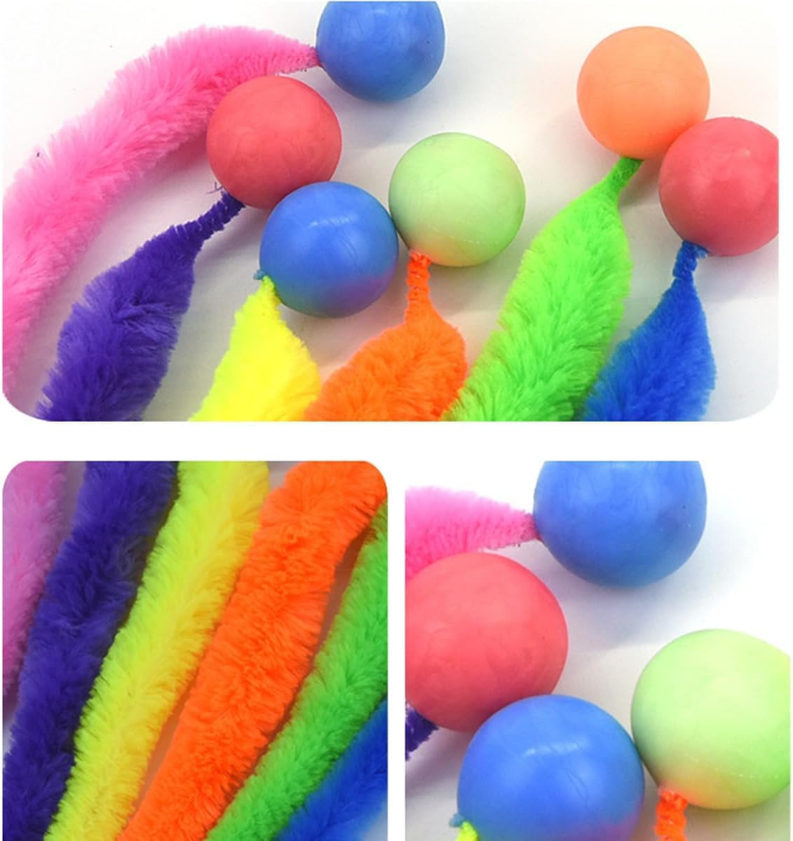Green Interactive Toy for Cats Colourful Funny Training Long Tail Ball Cat Toy Indoor Scratcher Fun Pet Toy Bouncy Ball Worm Cat Toy image number 4