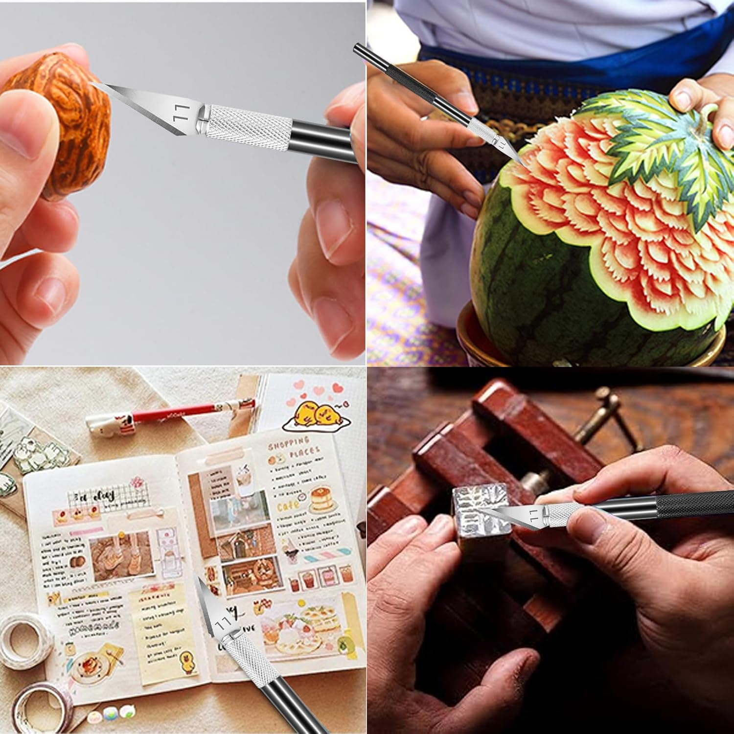 2 Pack Art Knife for Crafting, for DIY, Art Work, Cutting, Carving, Scrapbooking, Modeling， Exacting Knife Set with Extra 20 Blades #11(Black1) - Black 2 image number 6