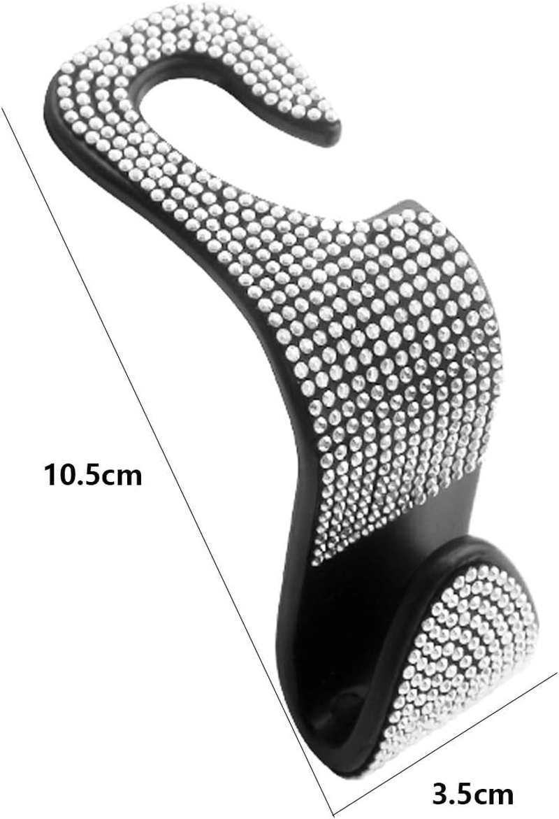 4 Car Headrest Hooks, Bling Car Seat Hanger Backseat, Bling Car Headrest Hangers, Backseat Bling Car Hooks with Rhinestone Diamond Hanger Back Seat Organizer for Vehicle. ( White Blings ) image number 6