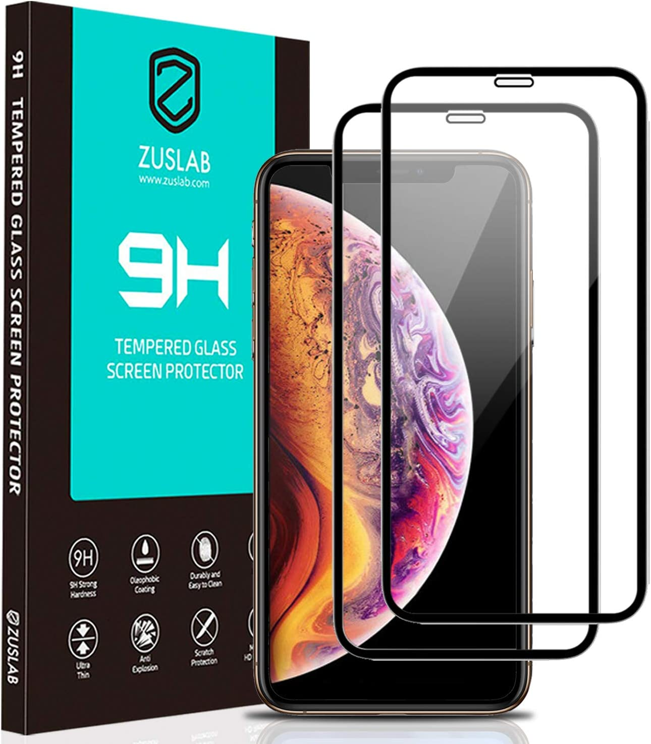 [2 Pack] ZUSLAB Tempered Glass Screen Protector Compatible with Apple Iphone 11 Pro Max/Iphone Xs Max 6.5" Case Friendly 9H Hardness image number 5