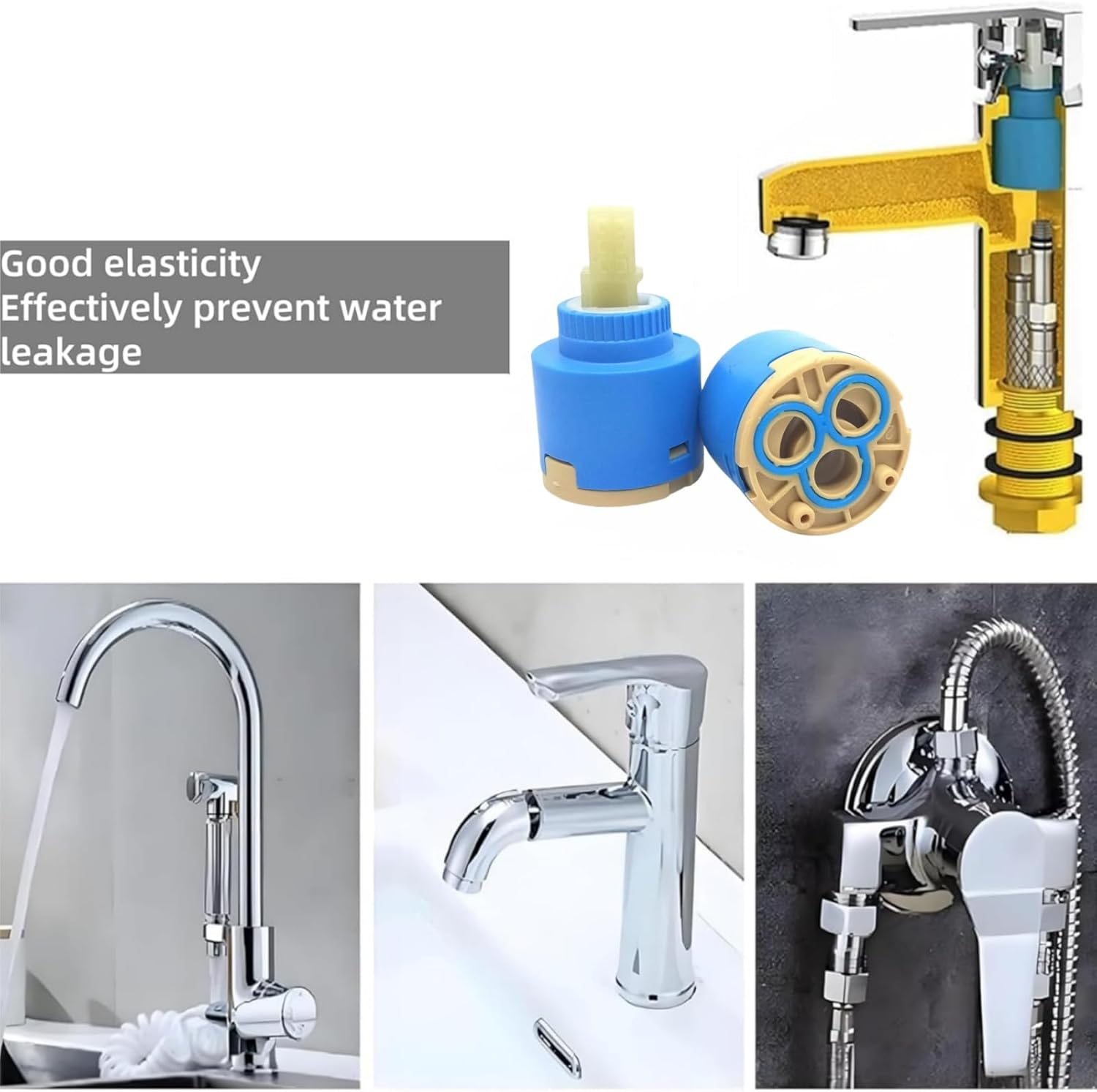 Ceramic Cartridge 35 Mm (Pack of 2) - Replacement Part for Single Lever Kitchen Tap, Washbasin Tap, Shower Mixer Tap image number 3