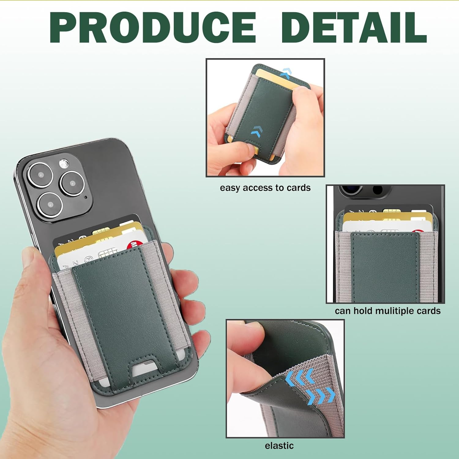 FISH DRAGATE Magnetic Card Wallet, Magsafe Wallet, Magnetic Card Holder Fit 7 Cards, Mag-Safe Leather Wallet, Wallet for 12/13/14 Magsafe Wallet image number 3