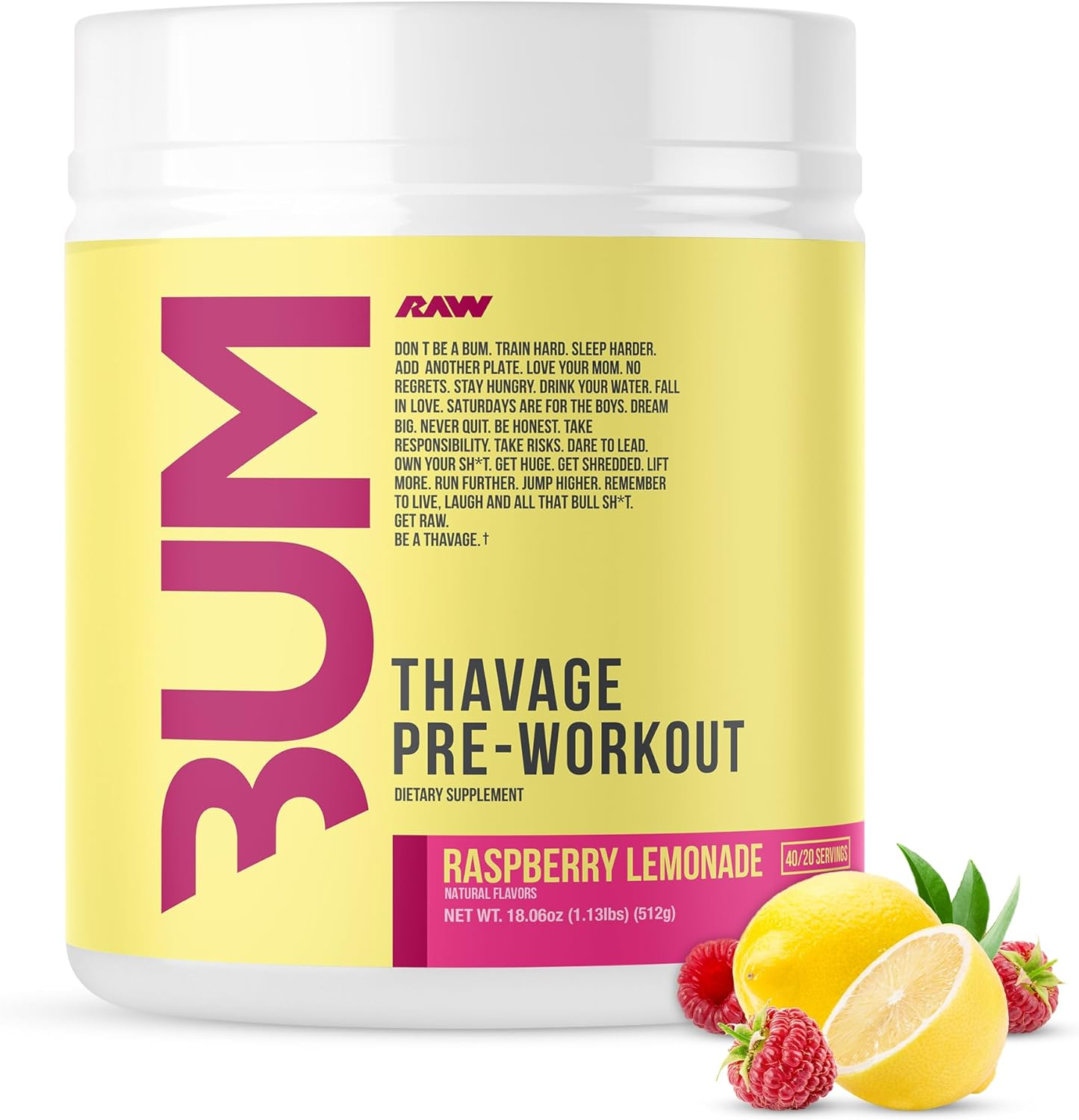 Raw Nutrition Cbum Raspberry Lemonade Thavage Pre-Workout Powder 512 G image number 5