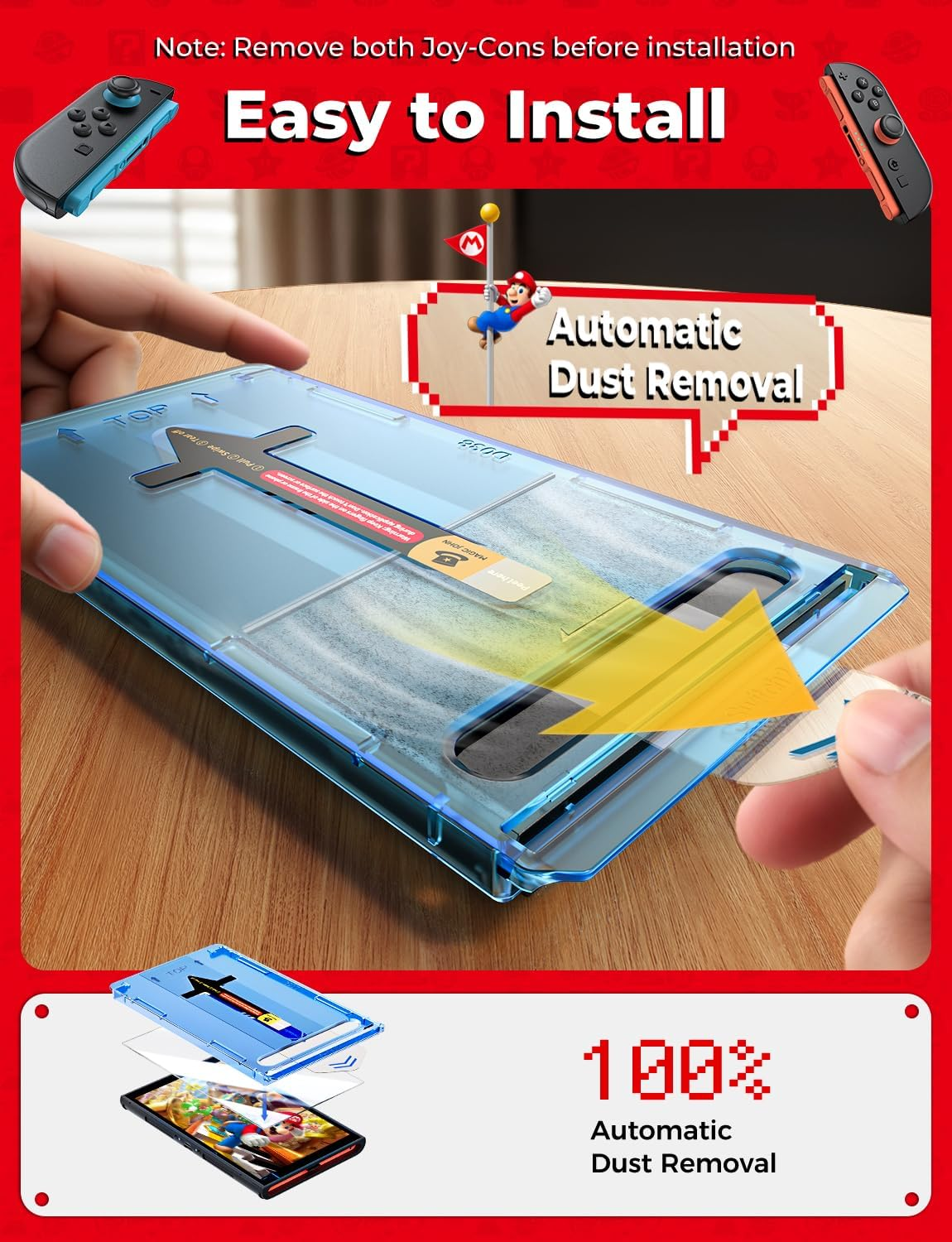 MAGIC JOHN 2 Pack for Nintendo Switch 2 Screen Protector 7.9'' [2025], 30S Installation, 9H Tempered Glass, HD Clear, Auto-Dust Removal, Bubble Free, Compatible with Switch Console
