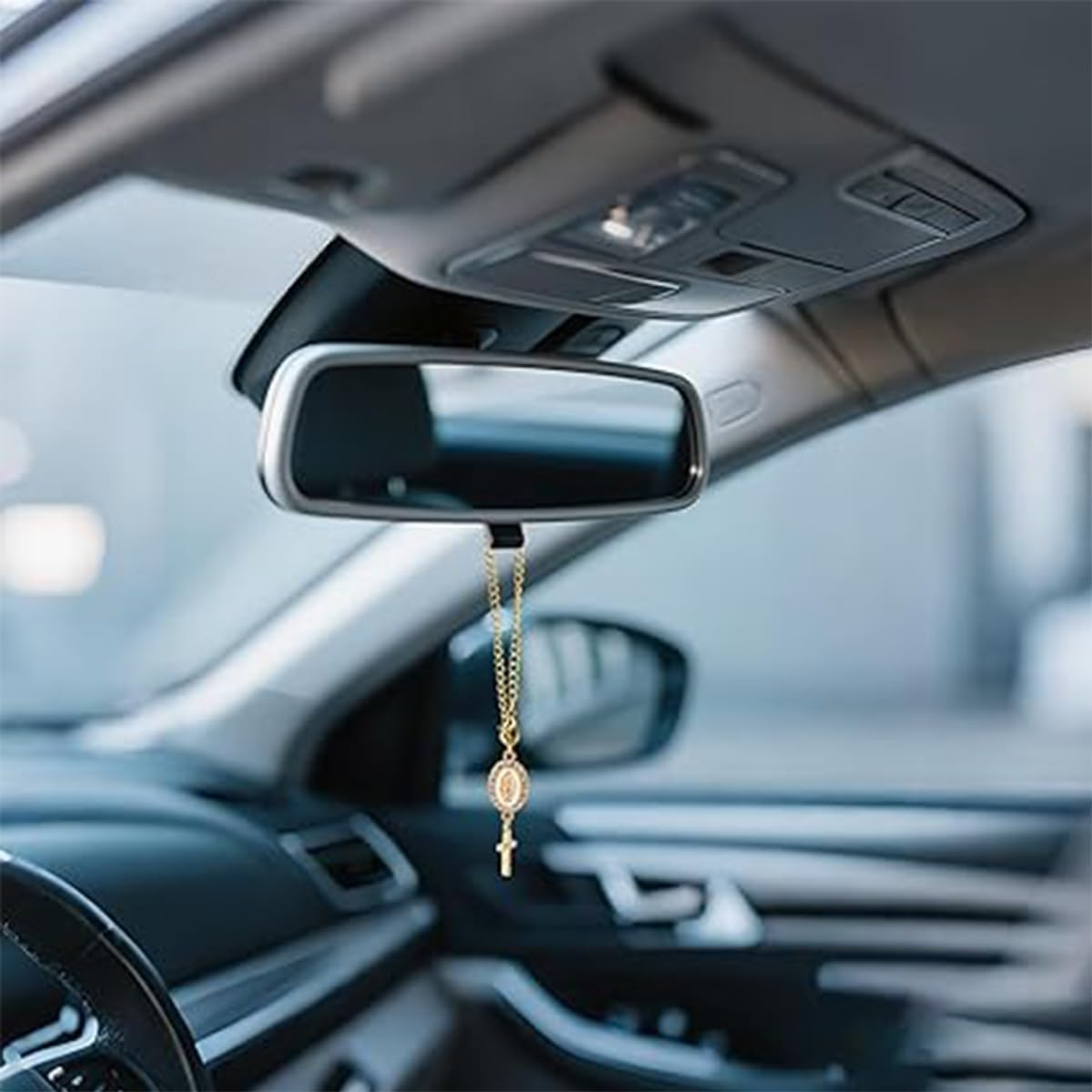 Charm Steering Wheel Rosary Accessory,Cross Pendant Car Decor,Car Rosary for Rearview Mirror,Charm Decor image number 6