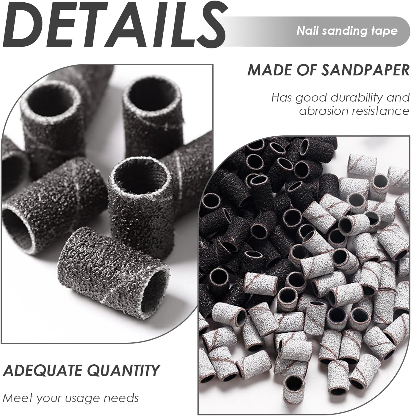 Pack of 100 Nail Polishing Bands, Accessories for Electric Nail Polishing Machines, Nail Polishing Sanding Cloth Rings, Manicure Tools, Replacement Parts for Nail Polishing Machines image number 4