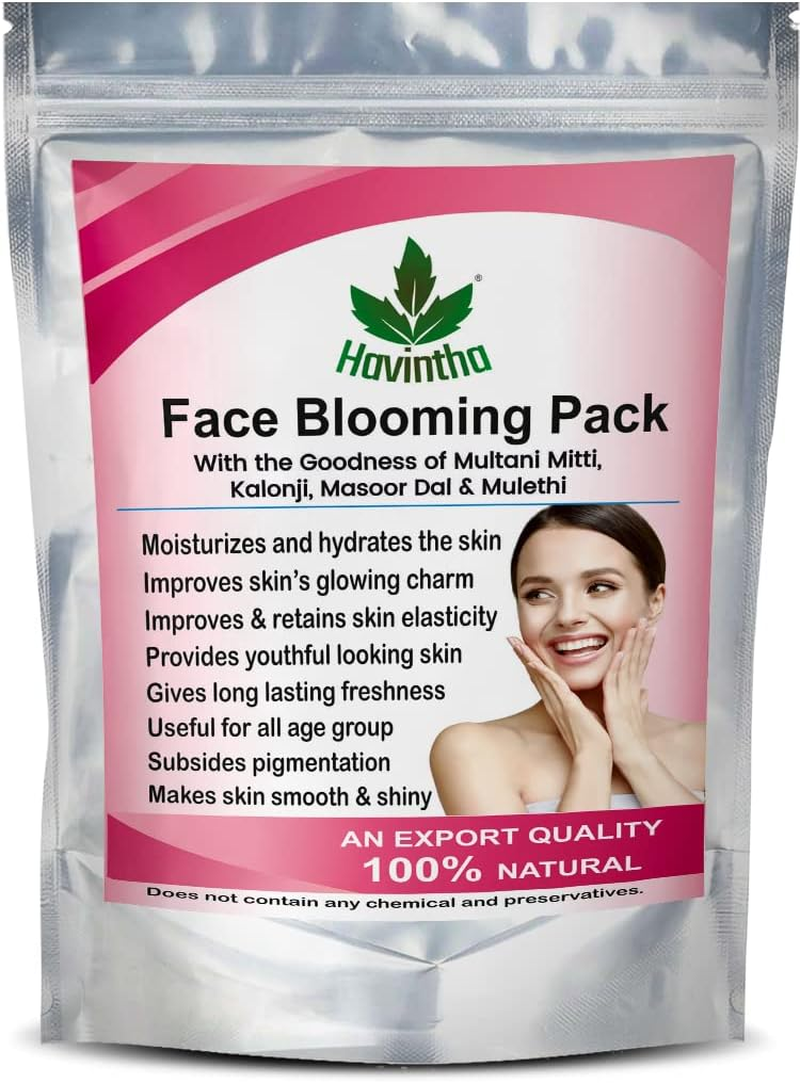 Havintha Natural Blooming Face Pack with Kalonji Seed, Masoor Dal, Mulethi and Multani Mitti Powder, 227 Gm image number 4