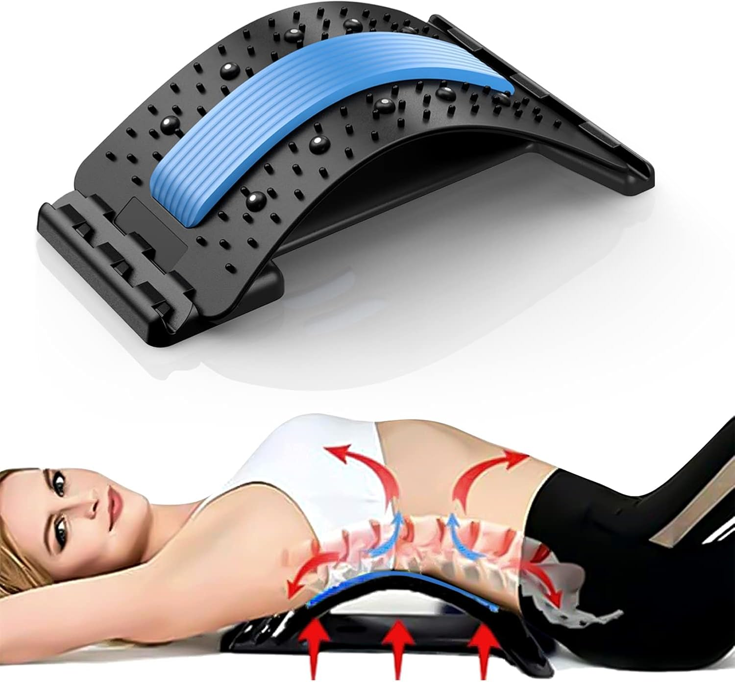 Back Stretcher, Lumbar Back Cracker Board Pain Relief Device, Multi-Level Lumbar Back Massager, Pain Relief for Herniated Disc, Sciatica, Scoliosis, Lower and Upper Lumbar Support Stretcher image number 6