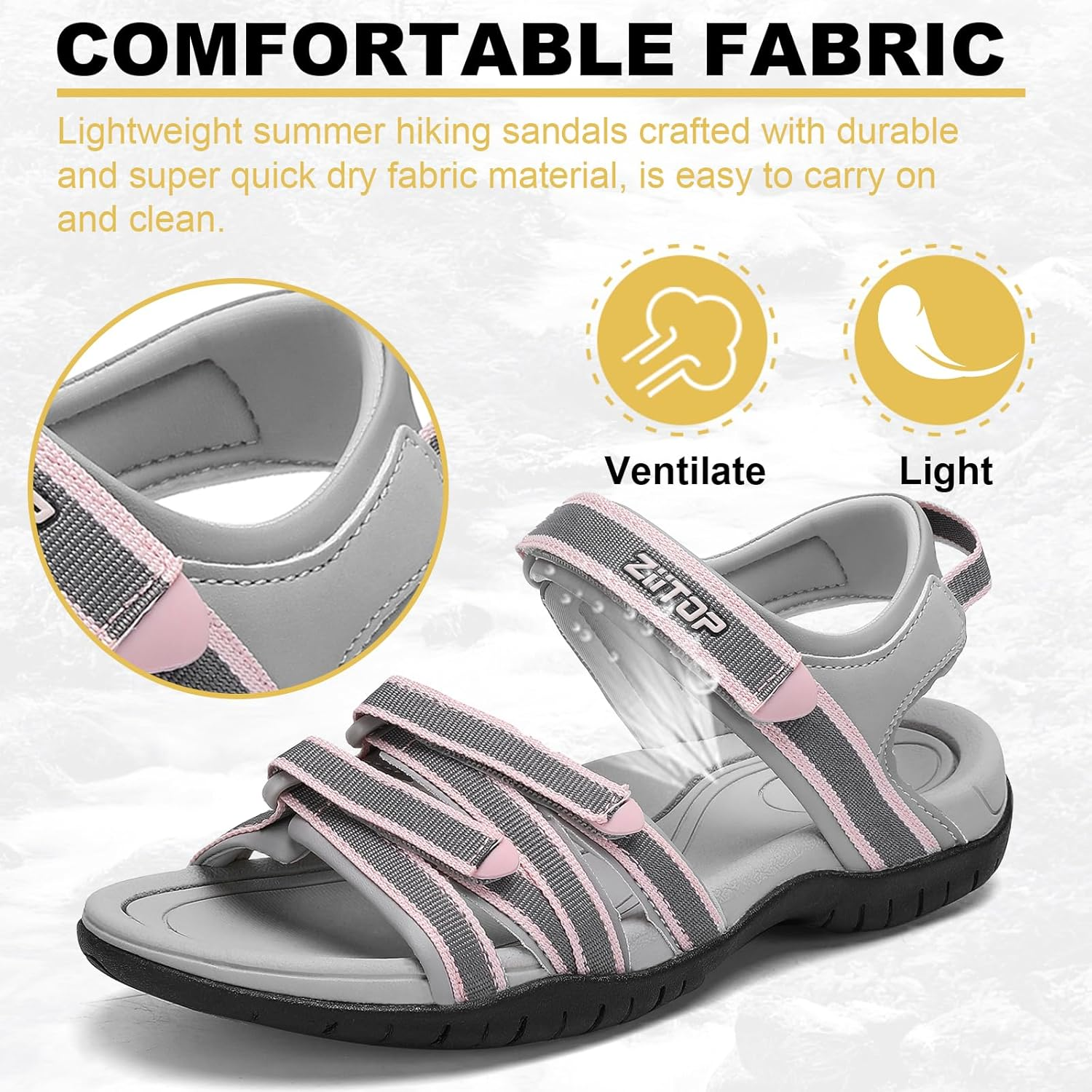 Womens Open Toe Hiking Sandal Women Slip on Sport Walking Sandal Straps with Arch Support Beach Vacation Casual Camping image number 5