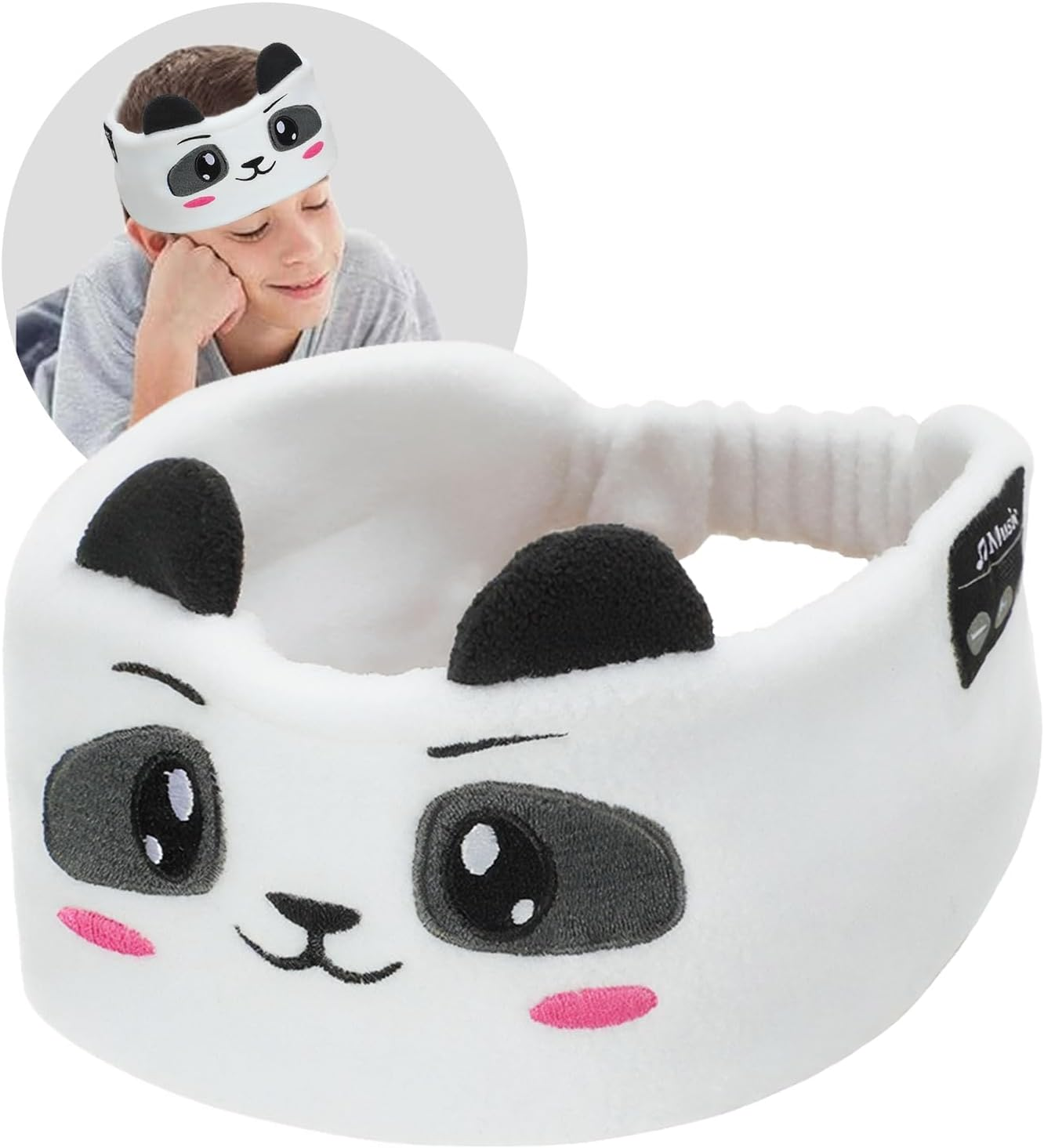 UOEPOWA Toddler & Kids Headband Headphones Wireless, Toddler Headphones with Super Soft Headband, Safe Volume Limited, Adjustable for Travel, Learning, and Sleep (Panda) image number 2