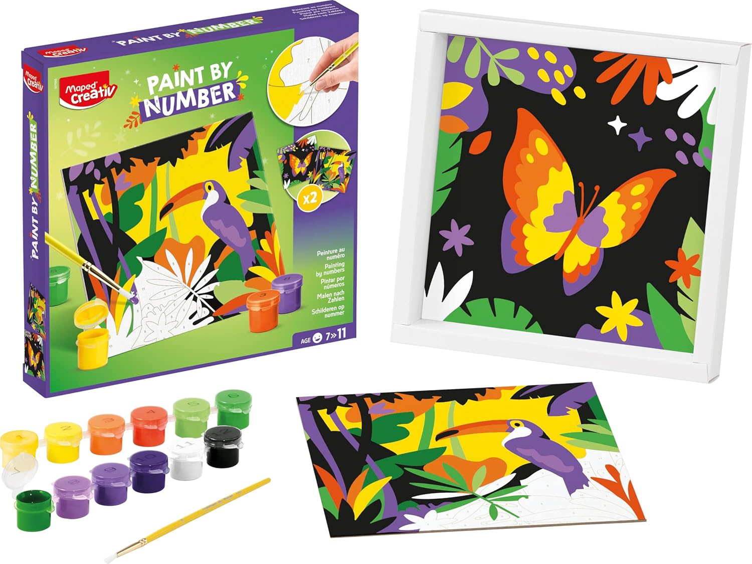 Maped CREATIV - Paint by Numbers - Parrot and Butterfly - Painting Activity for Kids - Paint by Numbers - Creativity, Age 7+ image number 2