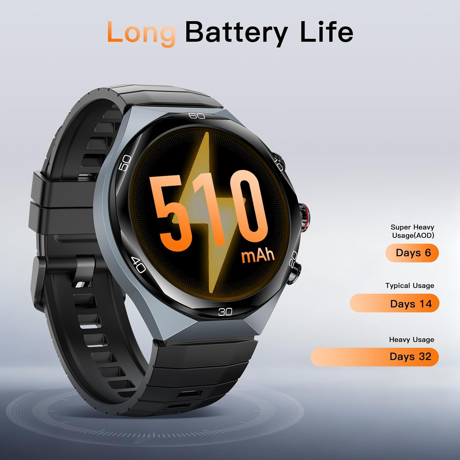 Kieslect AI Smart Watch 1.46" AOD Display GPS Watch Bluetooth Calls Zero-Delay Smart Watches for Men Video Watch Face 14-Day Battery 5ATM Waterproof, 180+ Sports Modes （Elite2） image number 1