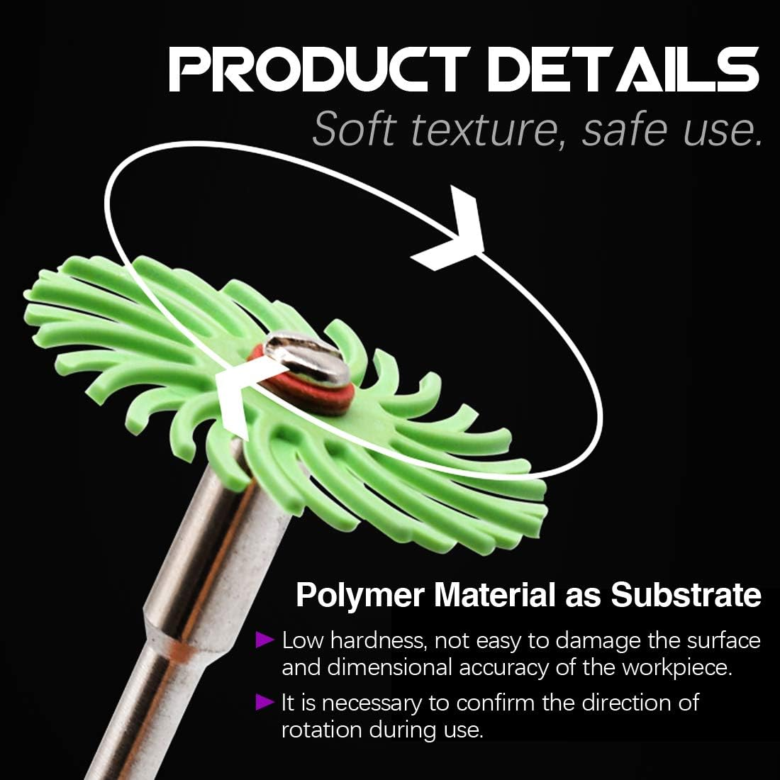 Swpeet 66Pcs 2.5Cm 6 Mixed Grit 80/120/220/400/600/1000 Radial Bristle Disc Abrasive Brush Gap Polishing Pad Buffing Wheel Assortment Kit with 0.3Cm Shank for Rotary Tools Cleaning Finishing Deburring image number 2