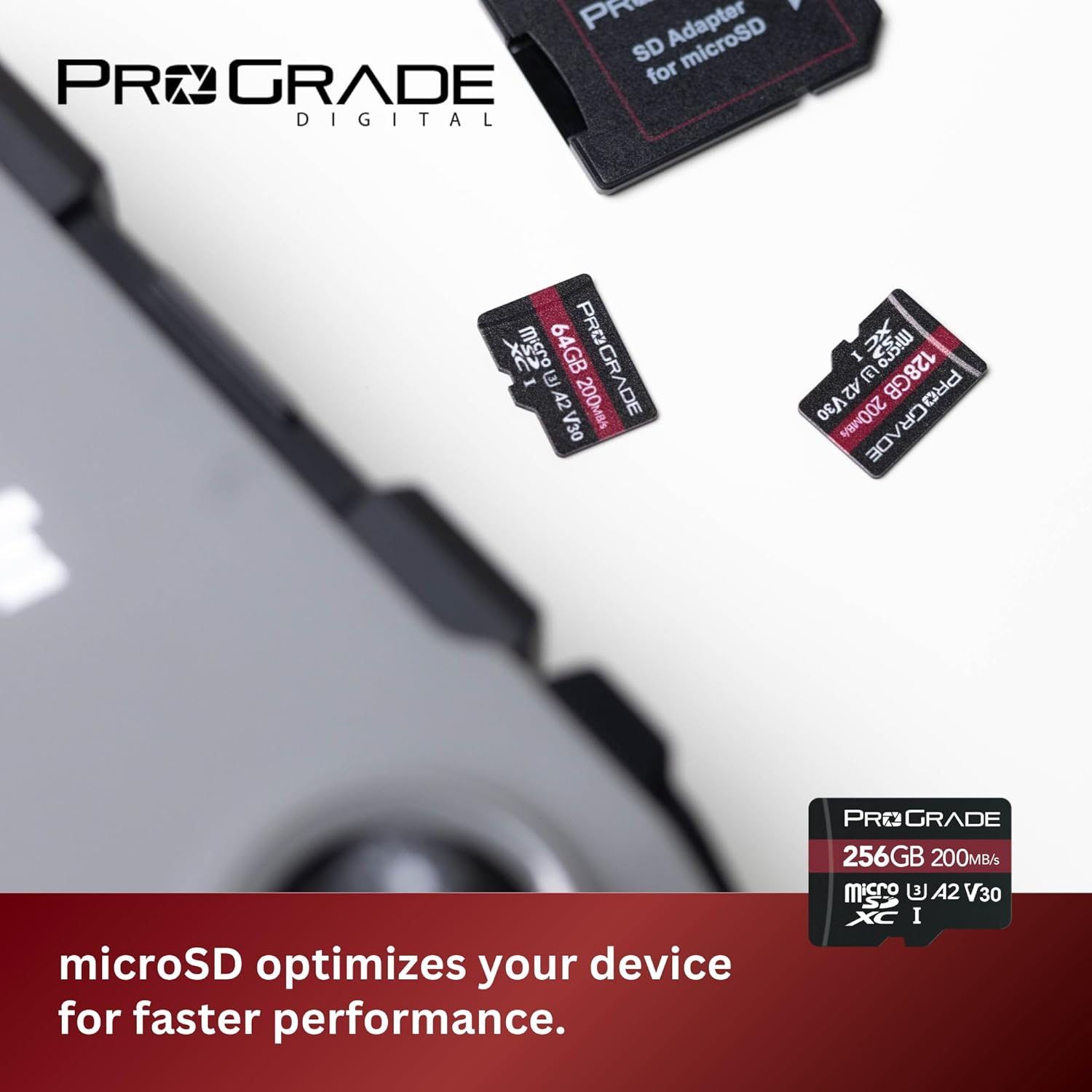 Prograde Digital Microsd Memory Card - V30 Microsd Card for DSLR and Action Cameras - High Speed Transfer of Files & Large Storage - up to 200Mb/S Read Speed (256GB) image number 1