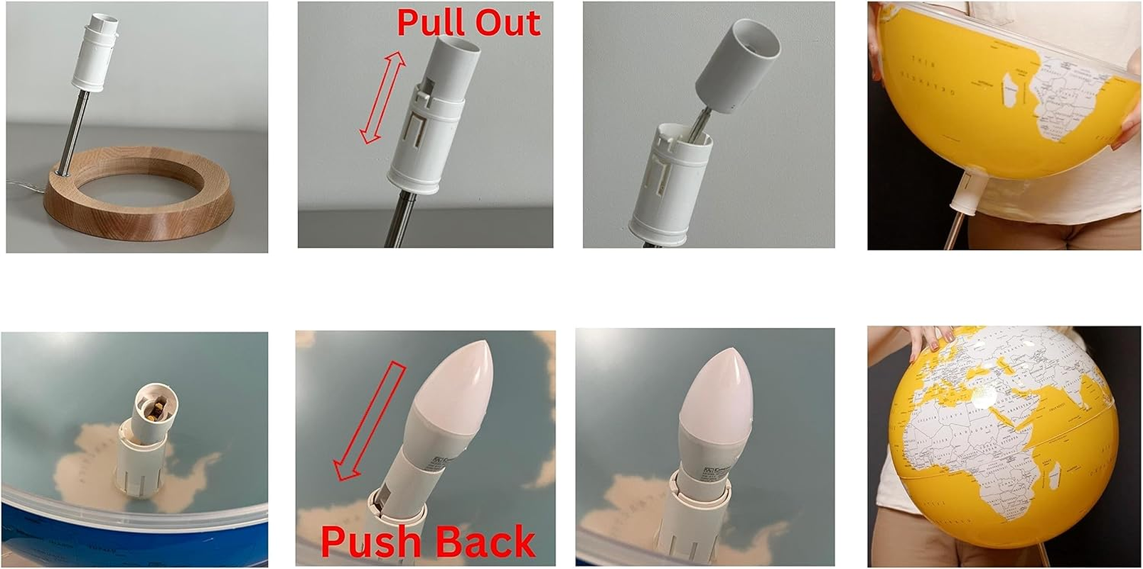 Exerz Illuminated World Globe 33Cm Diameter Wooden Base - Large Earth Globe Light up - Self Assembled - Sapphire image number 1