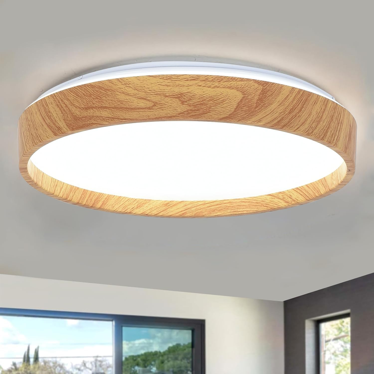 LED Flush Mount Ceiling Light Fixtures 10.2&rsquo;&rsquo;, Modern Bedroom Ceiling Lights 6000K, Painted Wood Grain Low Profile Ceiling Lighting for Dining Room, Kitchen, Living Room RCM Certificted image number 6