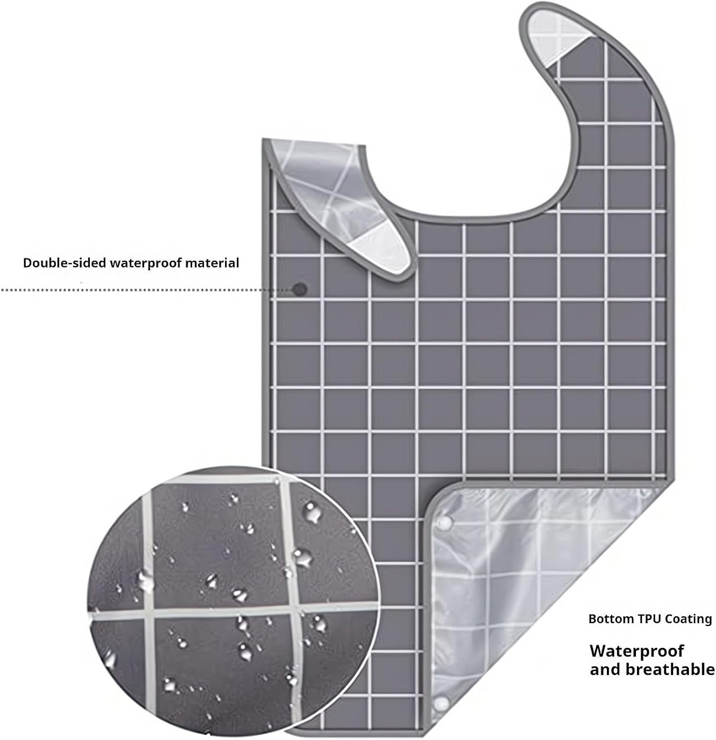 2Pcs Adult Bibs Waterproof and Reusable Clothing Protectors with Detachable Crumb Catcher for Men Women Elderly Senior (Coffee and Gray)