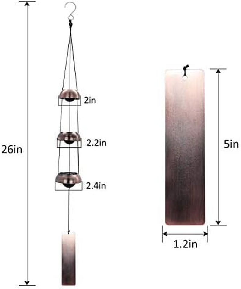 ASTARIN Temple Wind Chime, Red Copper Wind Chimes with 3 Bells, Feng Shui Wind Chimes for Home Yard Outdoor Decoration, a Great Memorial Wind Chime for Someone Who Loves Peace image number 4