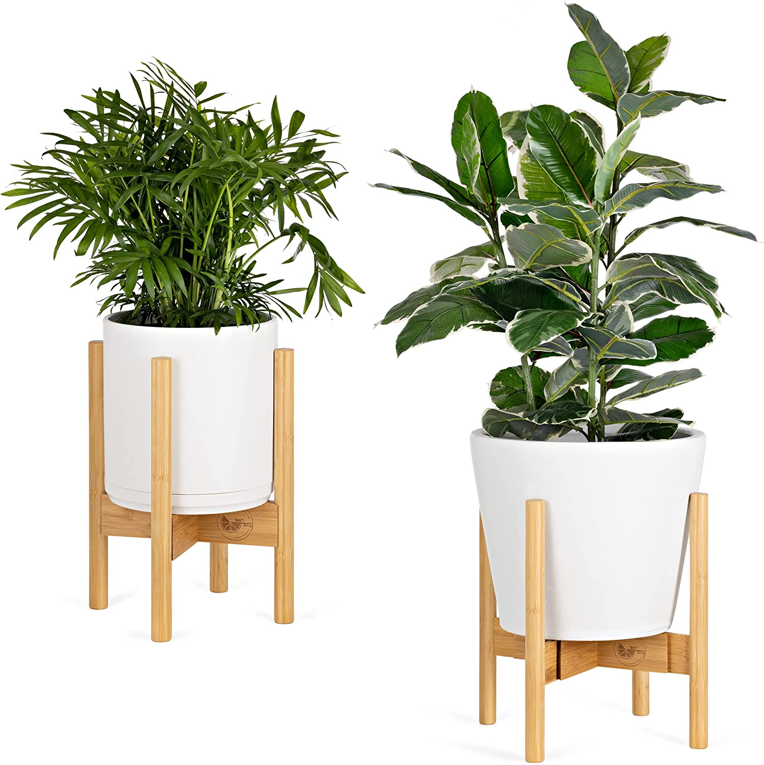Five Lime, Bamboo Plant Stand, Adjustable Height and Width, Fits 20-30Cm Pots, Mid Century Modern Indoor Planter Stand for Any Home D&eacute;cor, Suitable for Indoors, Homes, Apartments, Offices (Black Stand) (Natural) image number 6