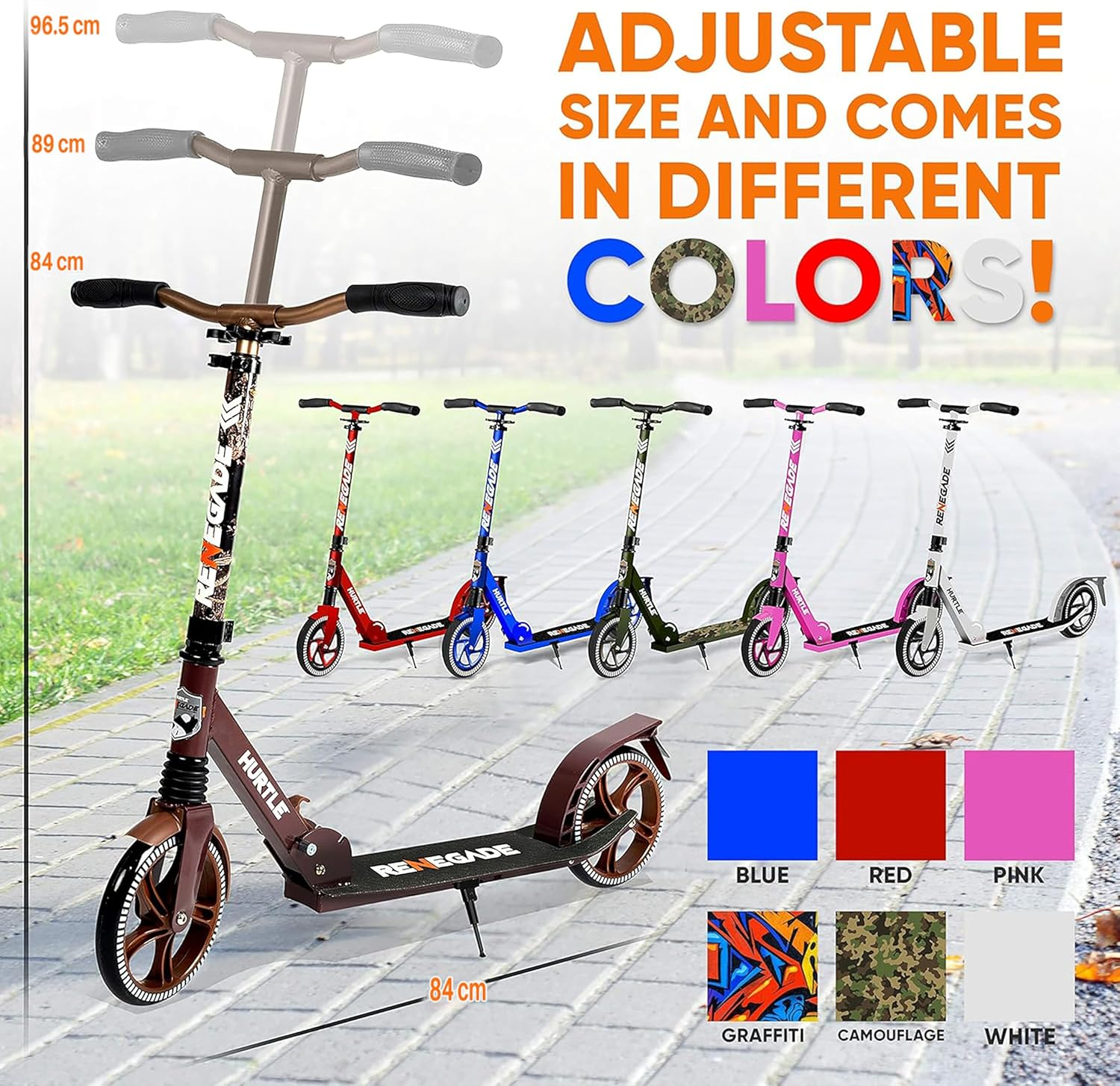Scooter &ndash; Scooter for Teenager &ndash; Kick Scooter &ndash; 2 Wheel Scooter with Adjustable T-Bar Handlebar &ndash; Folding Adult Kick Scooter with Alloy Anti-Slip Deck