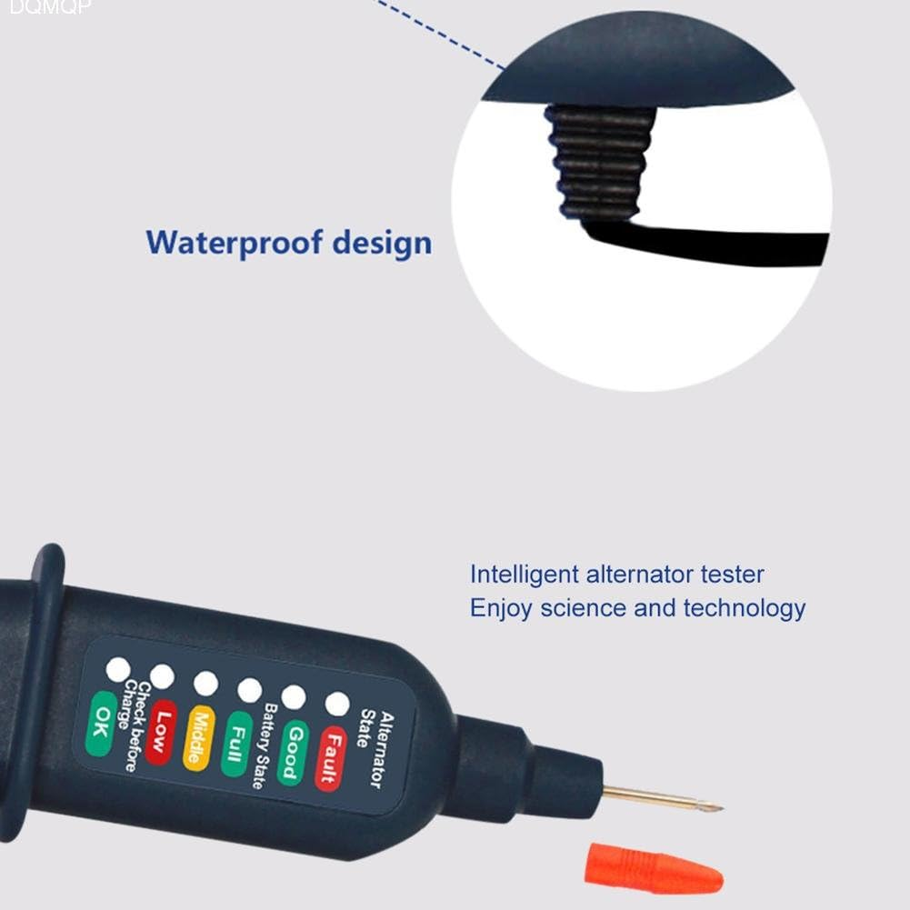 NUZAMAS Car 12V Battery Tester Alternator Testing Multi Functions Test Battery Condition and Charging with LED Indicator and Alligator Clips image number 5