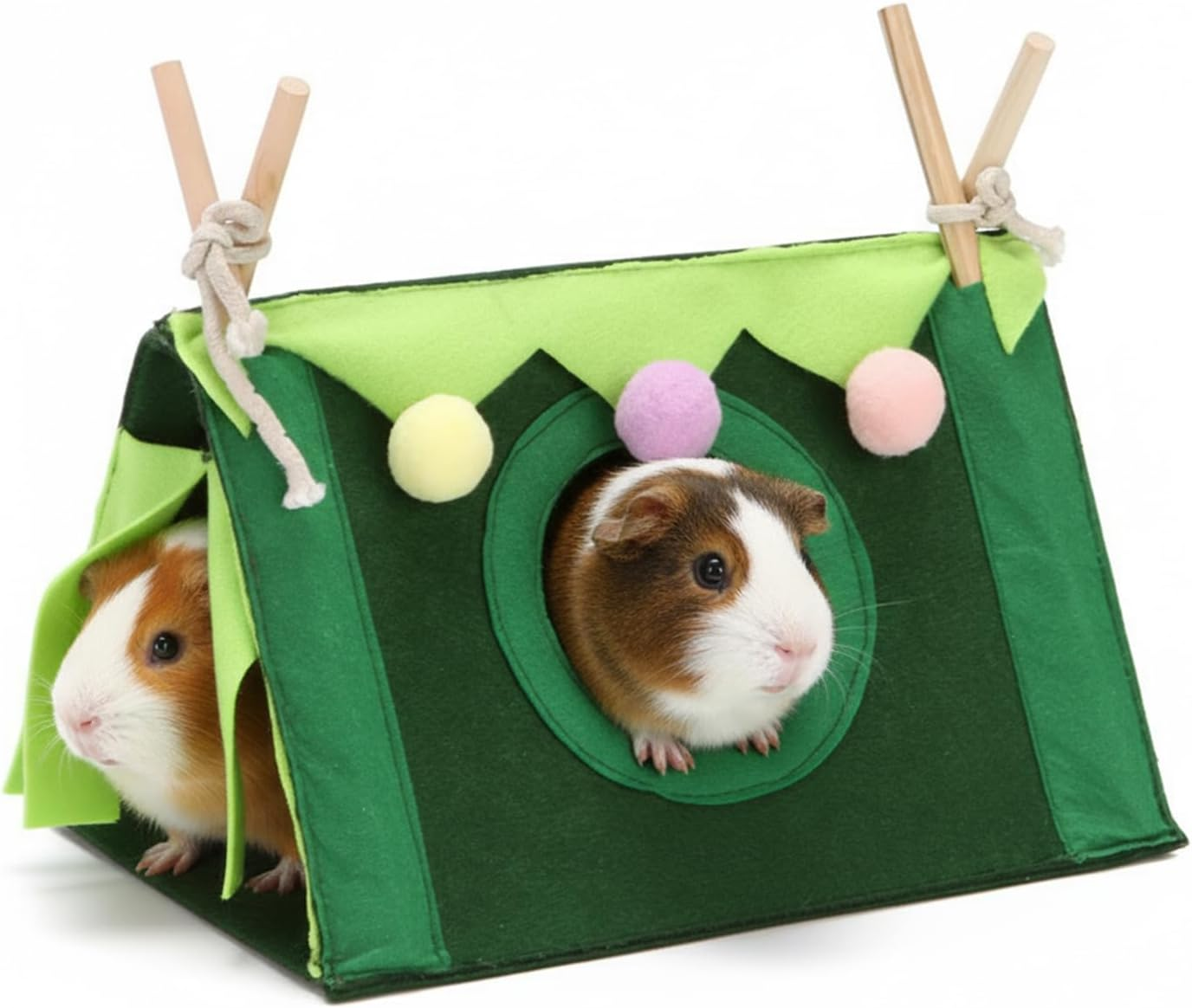 Guinea Pig Hideout Hamster Tent Set, Washable Hideaway Beds Hamster House Hut Nest for Small Pet Animal, Simple Installation, No Metal Fences, Suitable for Rabbits, Ferrets, and Chinchillas (Green)