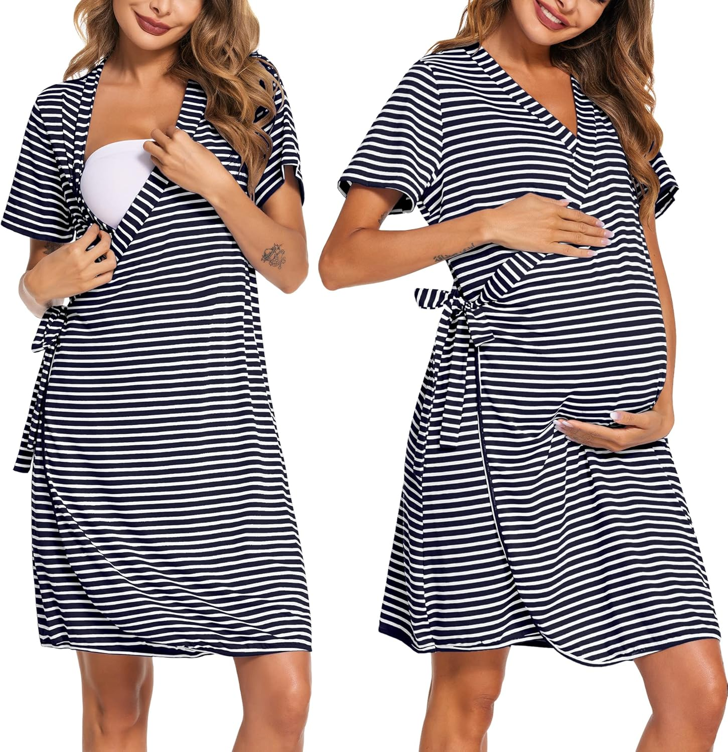 Ekouaer 3 in 1 Labor/Delivery/Hospital Gown Maternity Dress Nursing Nightgown Sleepwear for Breastfeeding S-XXL