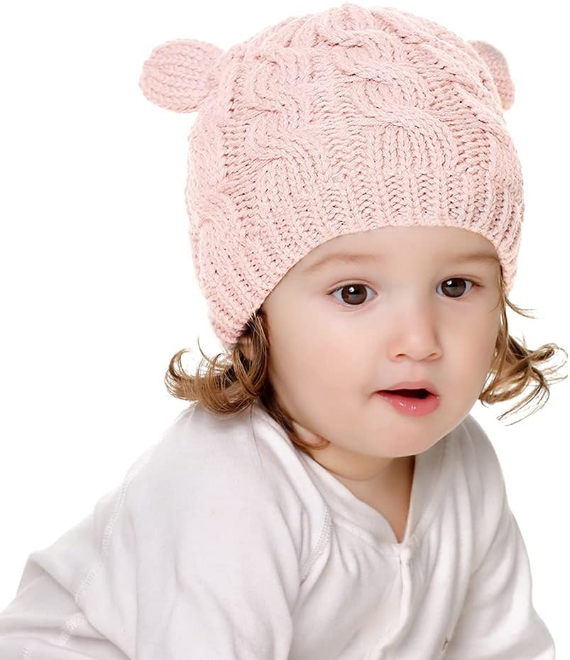 Malaxlx Newborn Baby Infant Toddler Winter Beanie Hat Mittens Set Warm Knitted Hat Glove Set for Girls Boys image number 2
