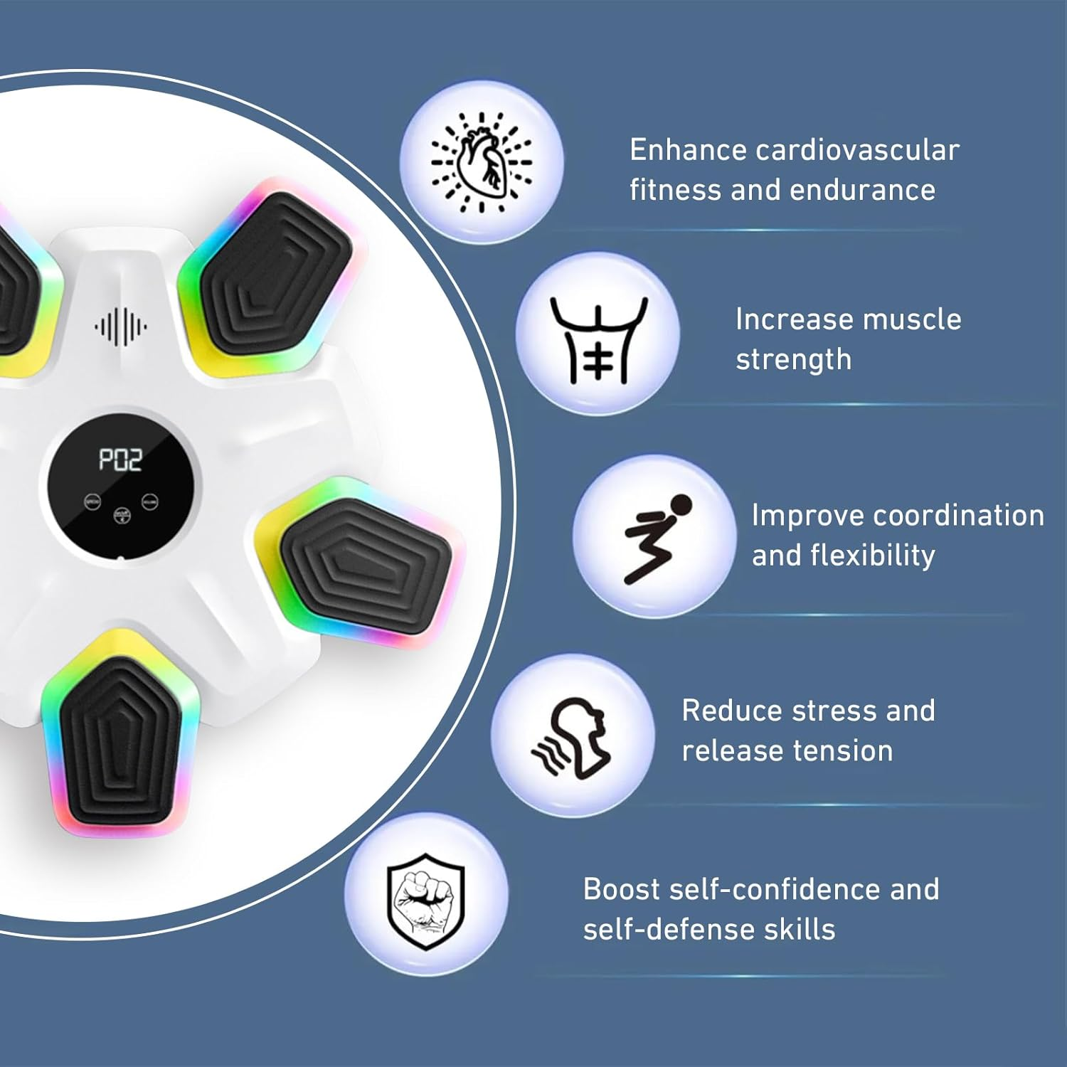 Music Boxing Machine, Smart Punching Boxing Machine with Bluetooth (White)