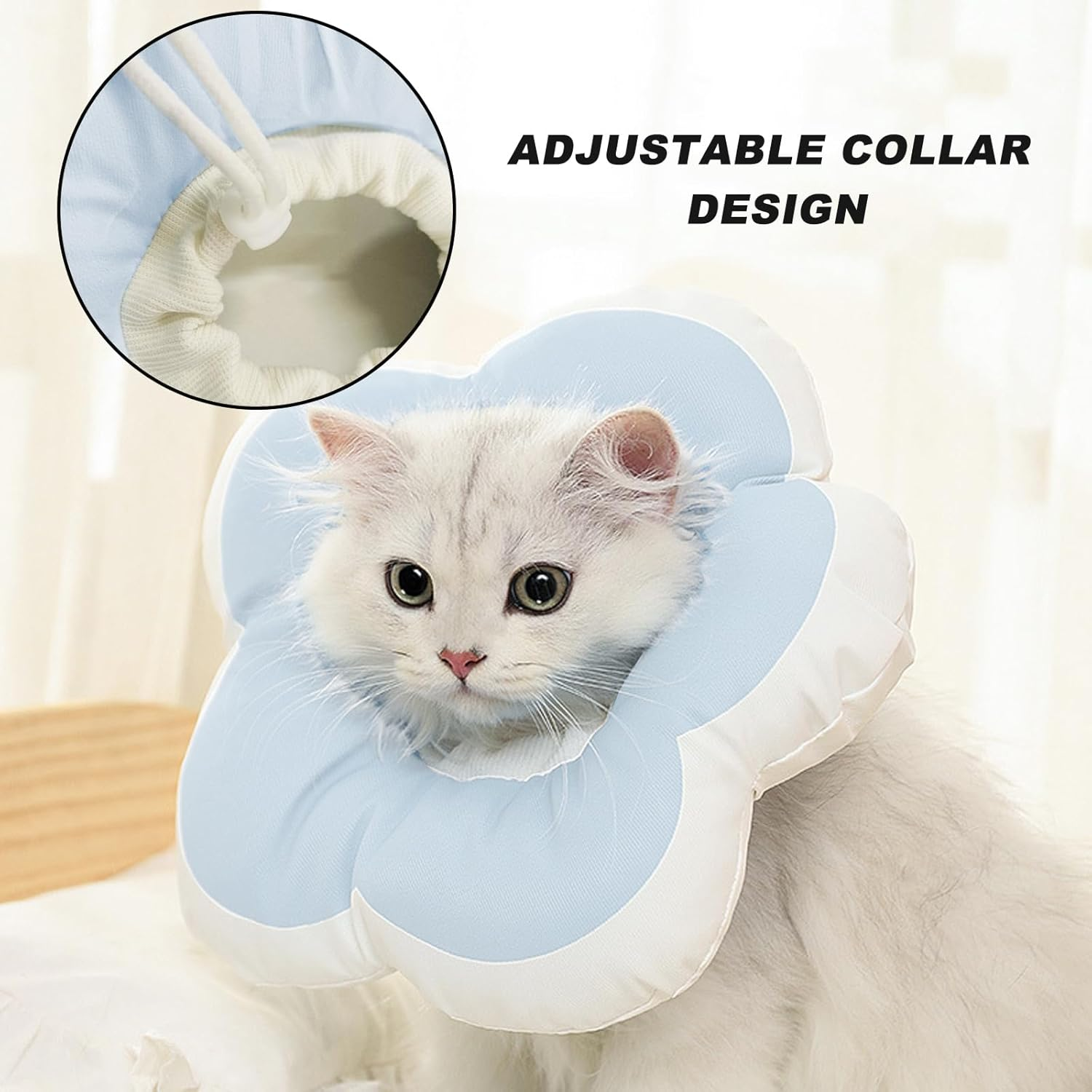 BSITSSS Cat Collar, Adjustable Cat Collar, Soft Collar for Cats, Waterproof Cat Collar, Cotton Cat Collar, Protection against Licking and Scratching after Surgery (M|Blue) image number 6