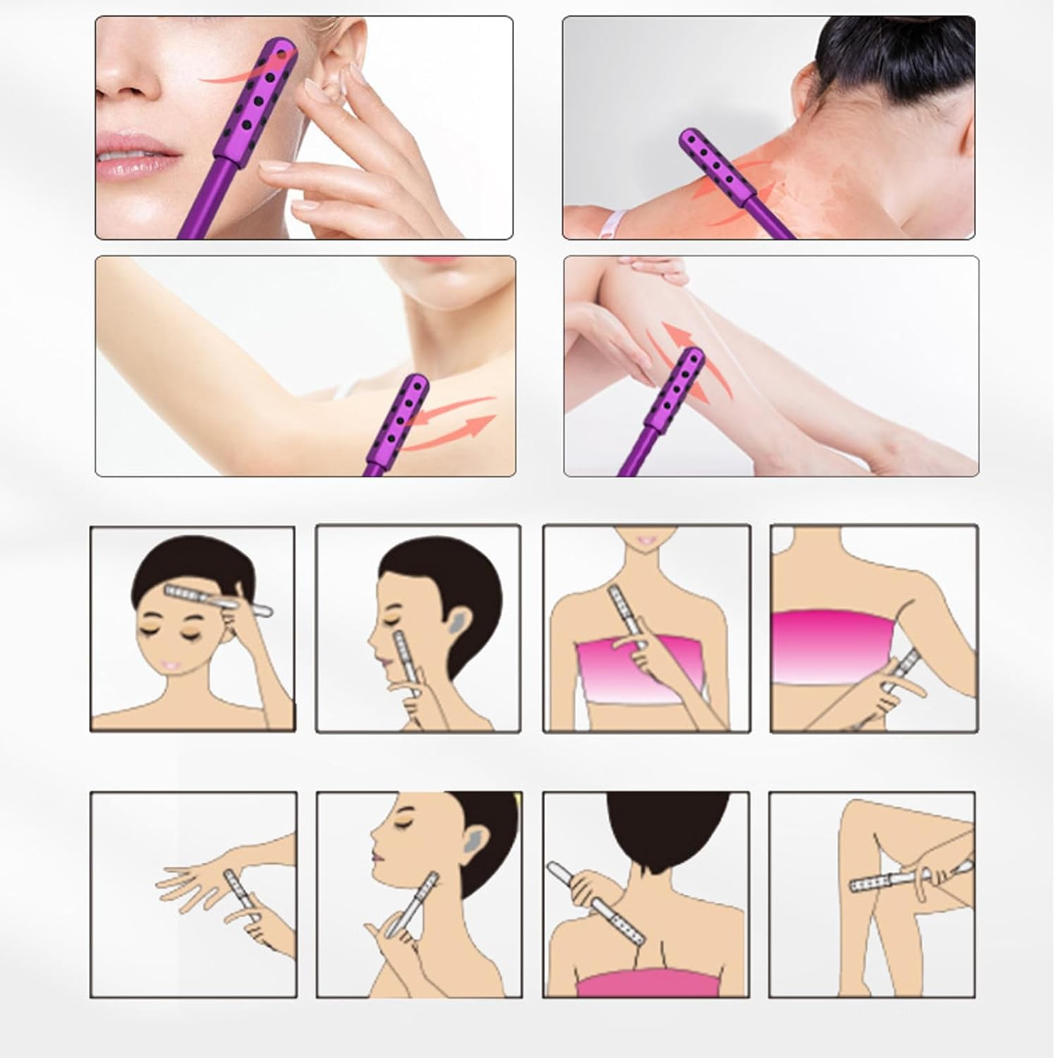 Elarique Face Roller, Germanium Stone Uplifting, Portable Beauty Roller Tool for up Lifting, De-Puffing, Anti-Aging and Skin Care with Cooling & Sculpting for Women Men (Purple) image number 3