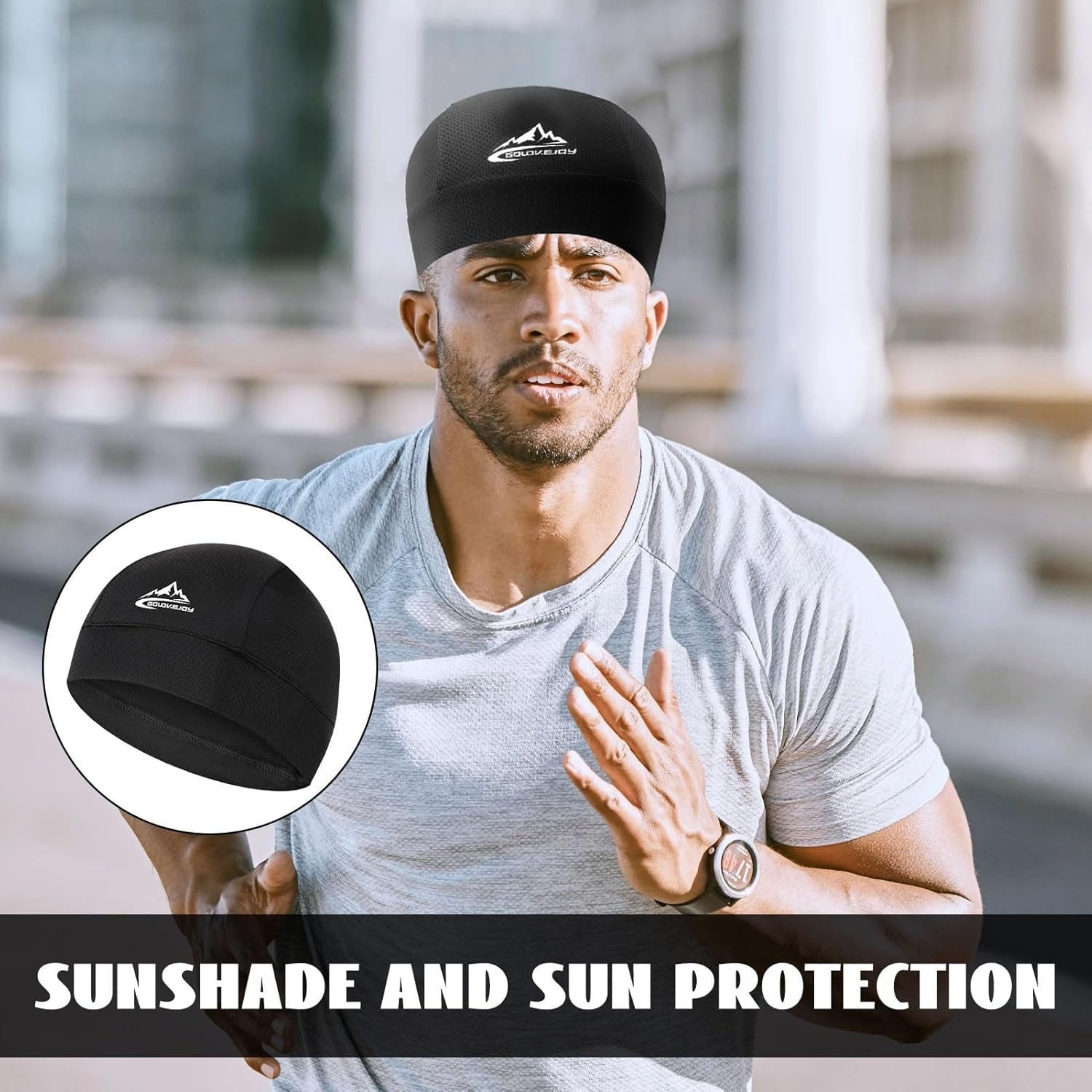 SIYINS Skull Cap Men, 2Pcs Running Cap, Beanie Men, Sweat Wicking Cycling Running Hat, Cooling Skull Cap Moisture Wicking Breathable Head Beanie, Mesh Dry-Fit Helmet Liner for Men Women image number 1