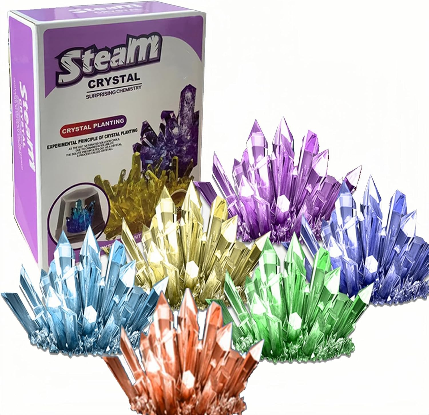 6PCS Crystal Growing Kit for Kids - Grow 6 Crystals with Light-Up Stand,Science Experiments for Kids Crystal Science Kits for Teens STEM Gifts Idea for Boys & Girls 8-12 ​