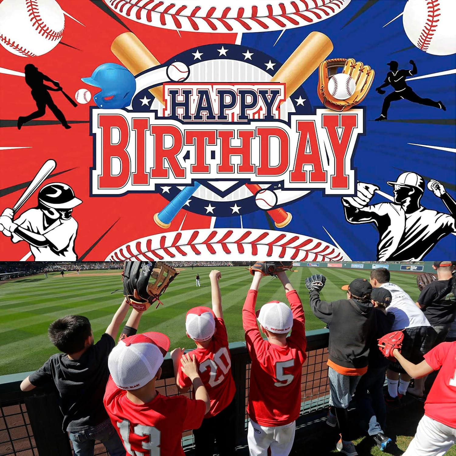 Baseball Birthday Party Decoration - Happy Birthday Backdrop Photo Background Banner Poster for Party Decorations Supplies 70.8 X 47.2 Inch - Airplane image number 6