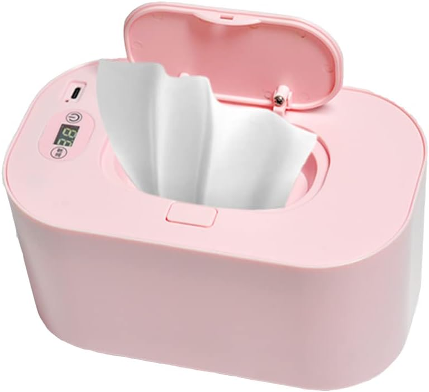 Baby Wipe Warmer Large Capacity Baby Wet Wipes Warmer Dispenser USB Powered, Constant Temperature Heating Pink Constant Temperature