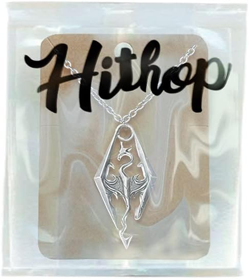 The Elder Scrolls SKYRIM Dragon Silvertone Pendant/Necklace, Silvertone