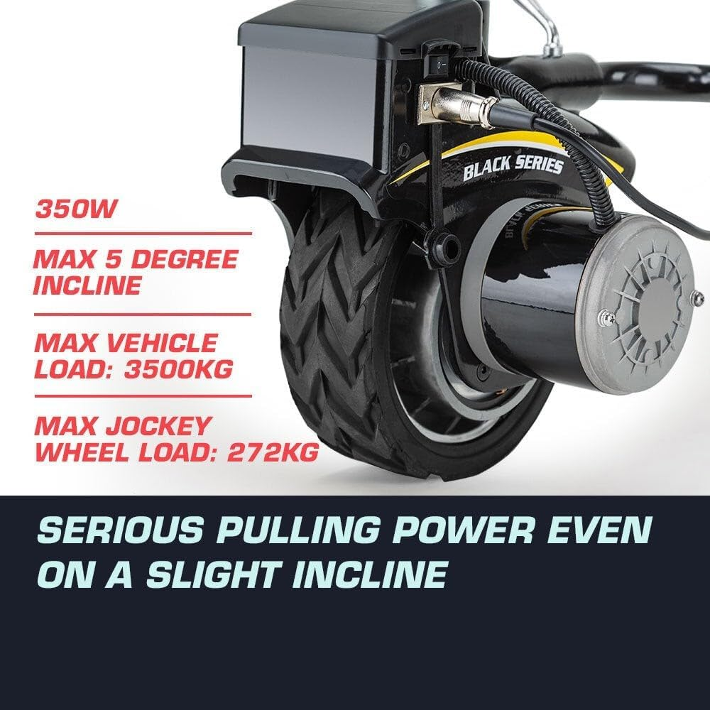 T-Rex Black Series Caravan Trailer 12V 350W Electric Motorised Jockey Wheel, Black image number 4