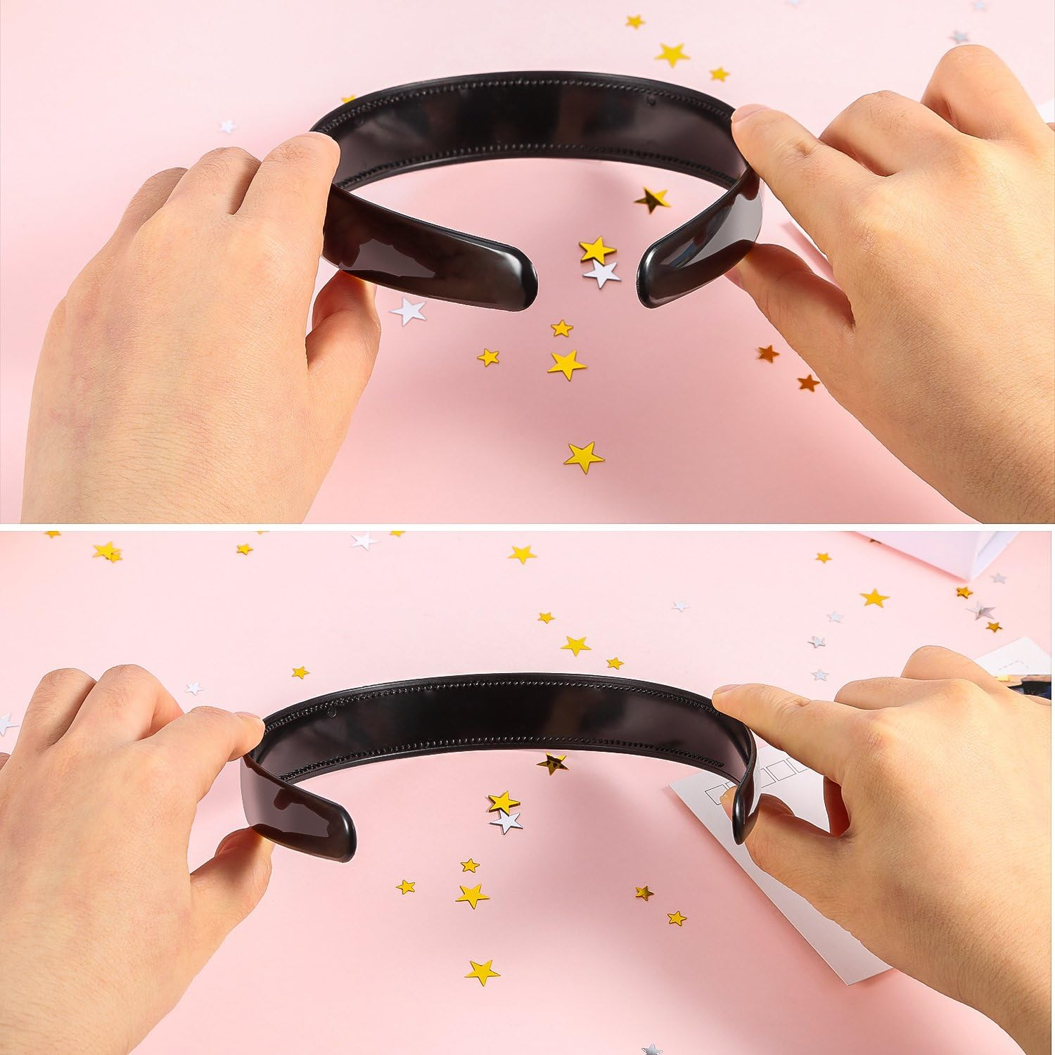 HESTYA 20 Pcs 1 Inch Black Plastic Headbands for Women Plain Craft Hairband with Teeth DIY Hair Accessories Headwear for Graduation Halloween Christmas - 20 Pack image number 3