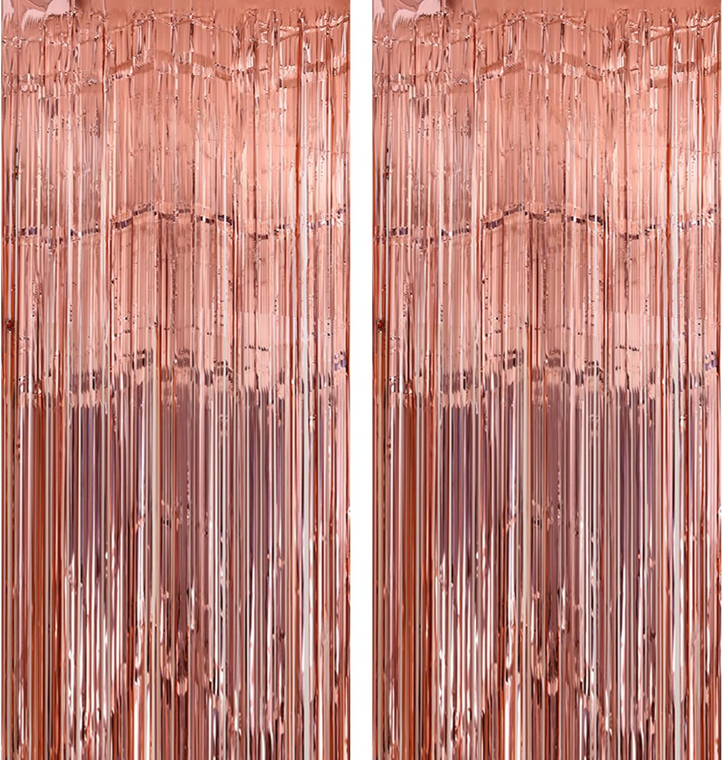 Metallic Tinsel Curtains Rose Gold 2 Packs 3 Ft X 8.2 Ft Foil Fringe Curtains for Photo Backdrop Door Wall Hanging Party Offiice Decoration
