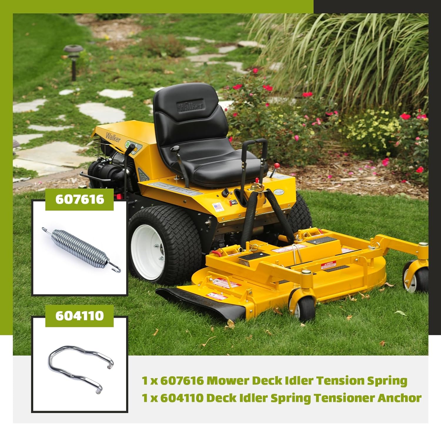 Showingo Deck Idler Tension Spring 607616 & 604110 Deck Idler Spring Tensioner Anchor Replacement for Hustler Raptor SD Sdx/Fastrak SD Sdx/Dash Super S Replaces 122388, 604291 (2PC) image number 2