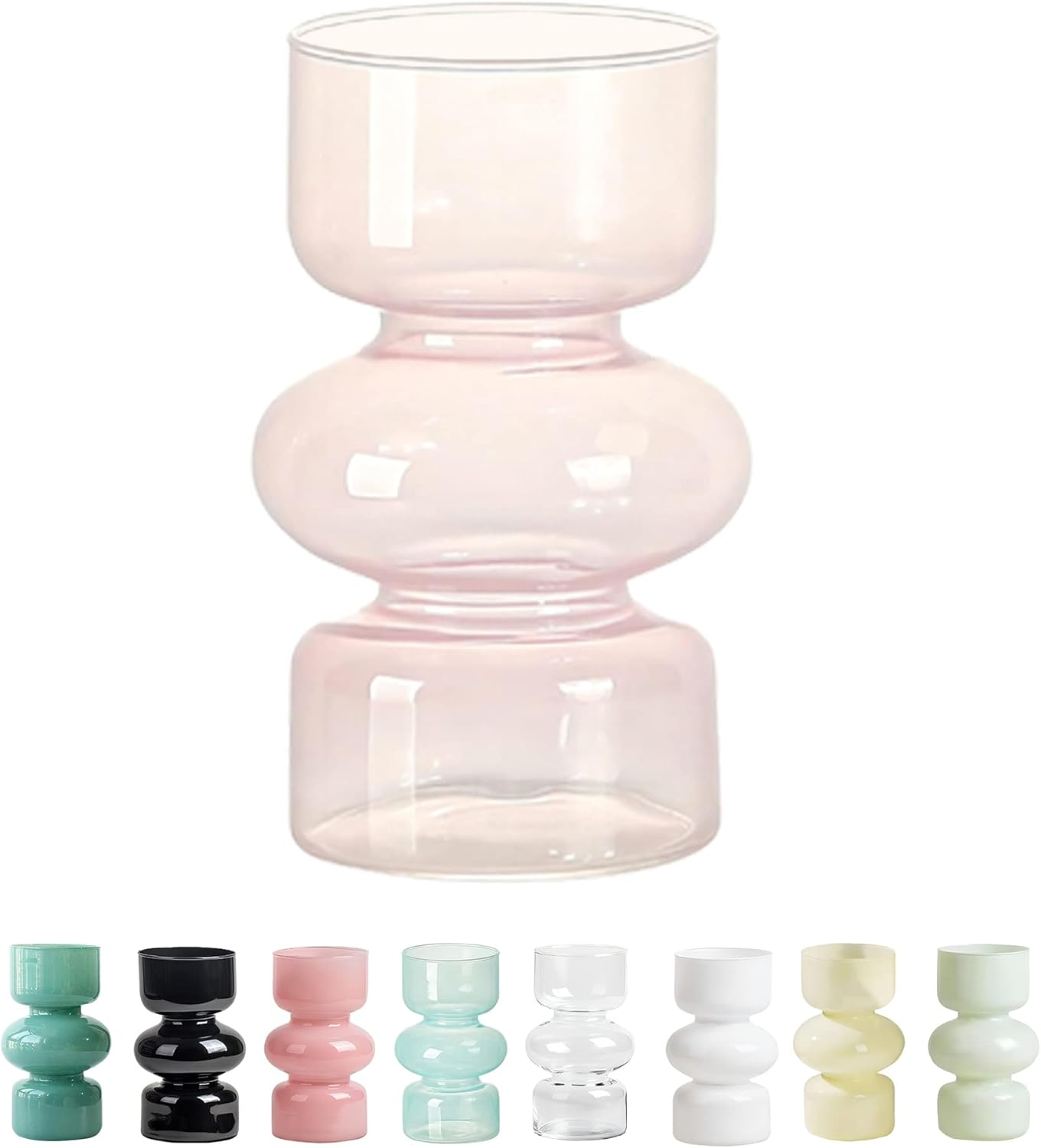 Gray Vases for Flowers,7 Inch Hydroponic Glass Vases for Decor,Transparent Stained Glass Vase Table Living Room Bathroom Bedroom Study Decorated with Vases(Gray)