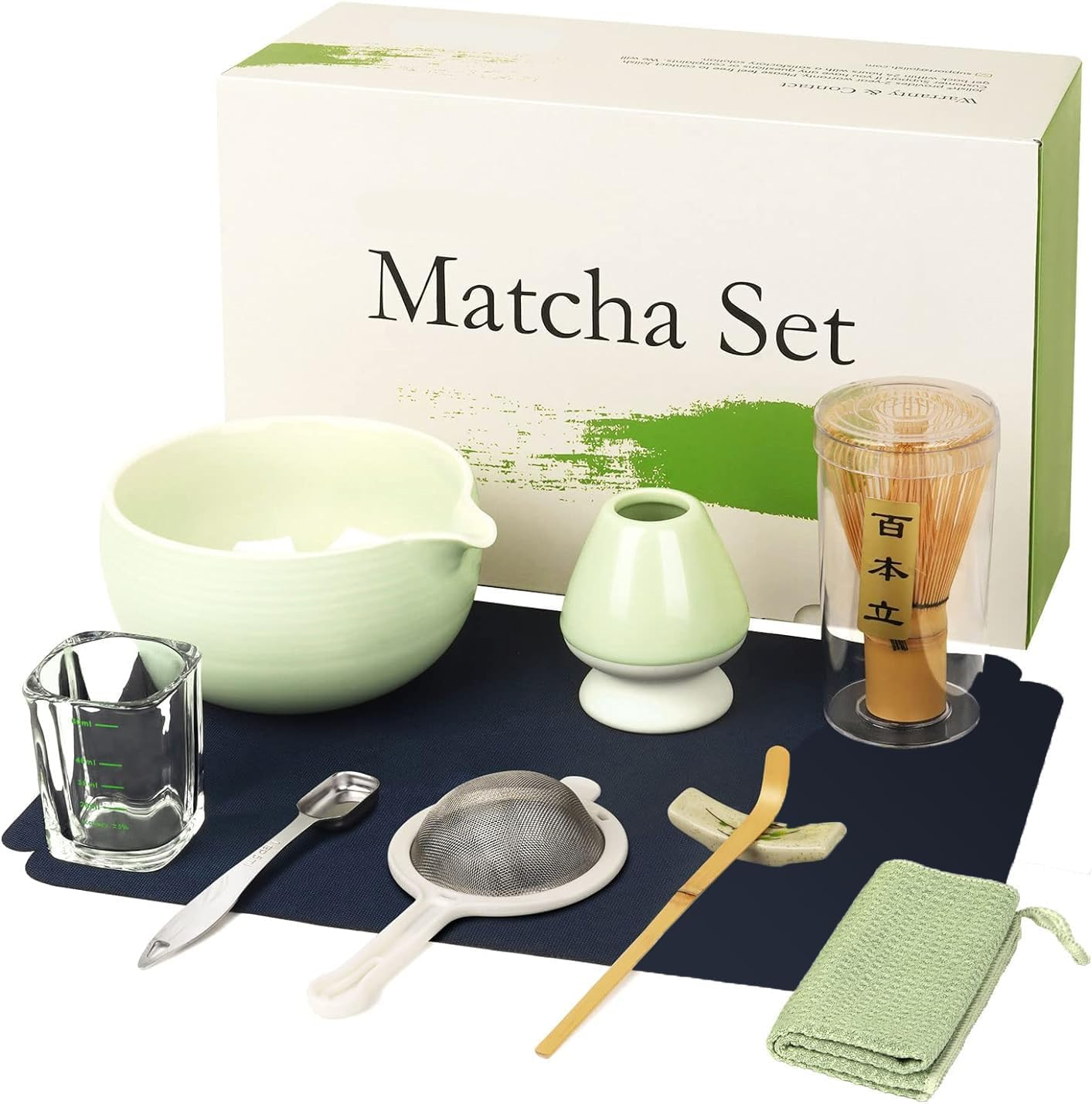 10-Pcs Matcha Kit Set, Whisk and Bowl with Spout & Measuring Spoon, Japanese Tea Making Tools image number 1