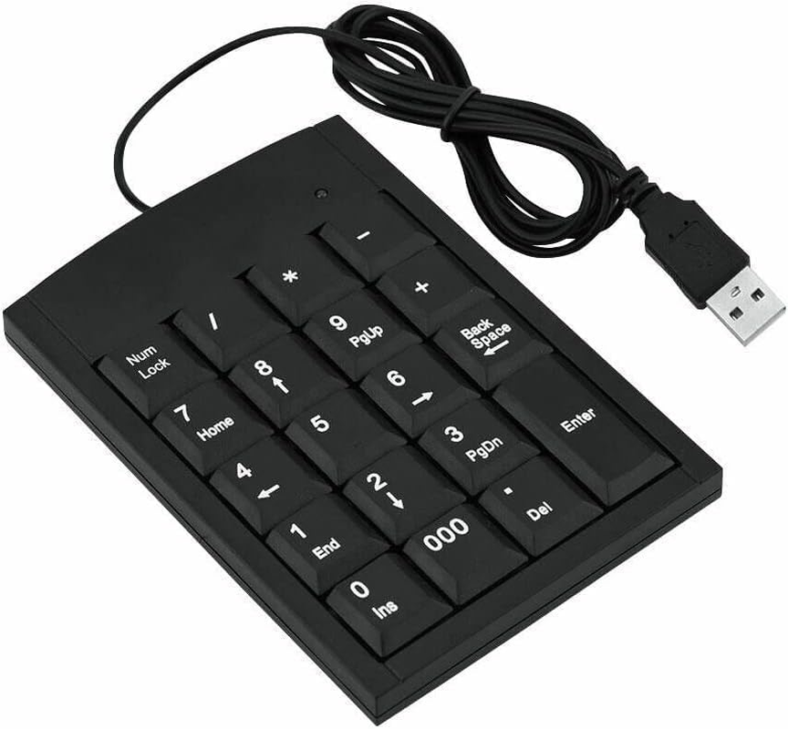 USB Numeric Keypads Portable Slim Mini Number Pad Keyboard for Laptop Desktop Computer PC, 10 Key USB Keypad Black image number 2