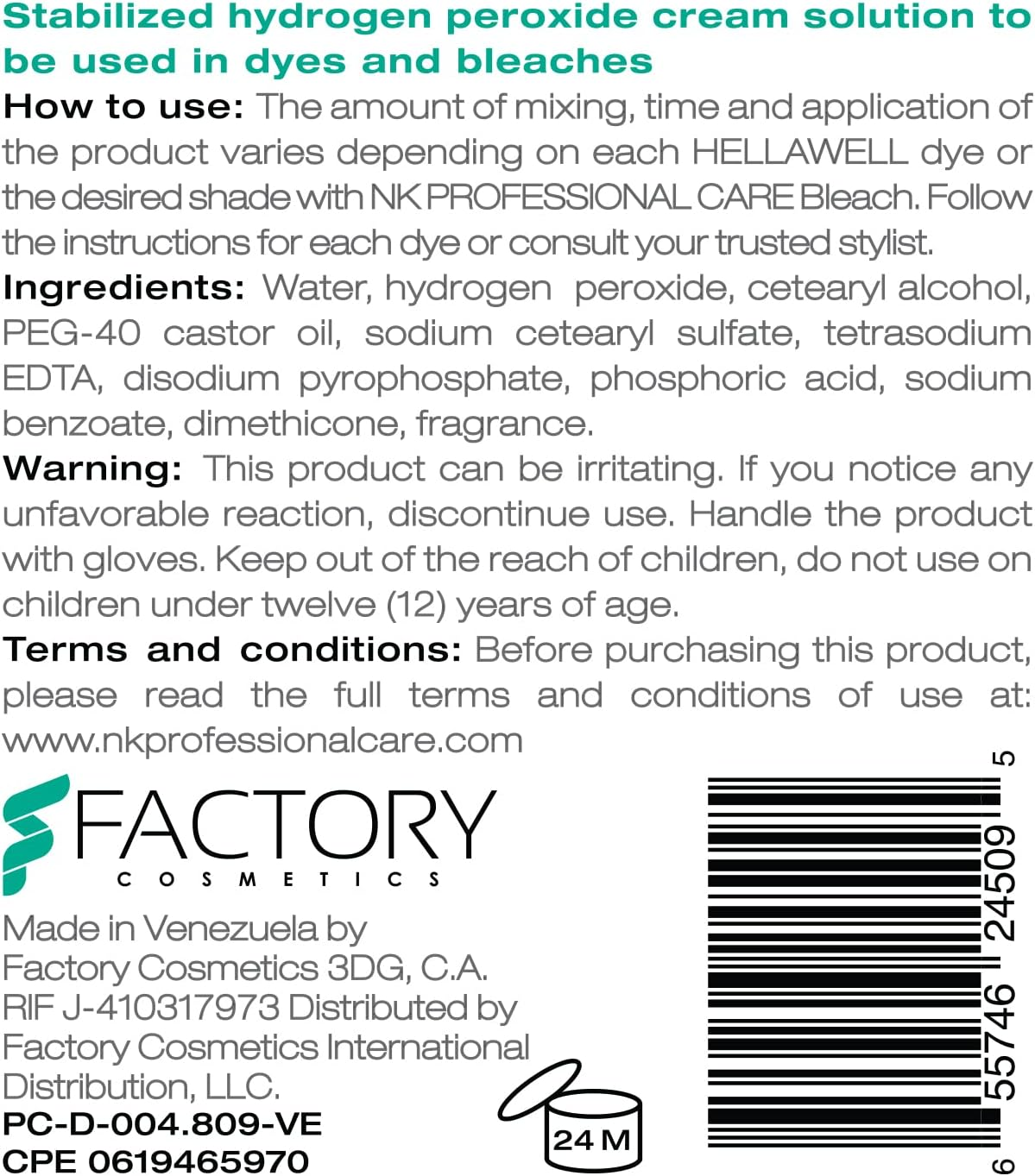 NK Professional Care OXY ACTIVE Activating Oxygenated Cream. Cream Peroxide Developer. Ideal Complement for Dyes and Bleaches. Vol 20 (4Oz) - 30 Vol image number 2