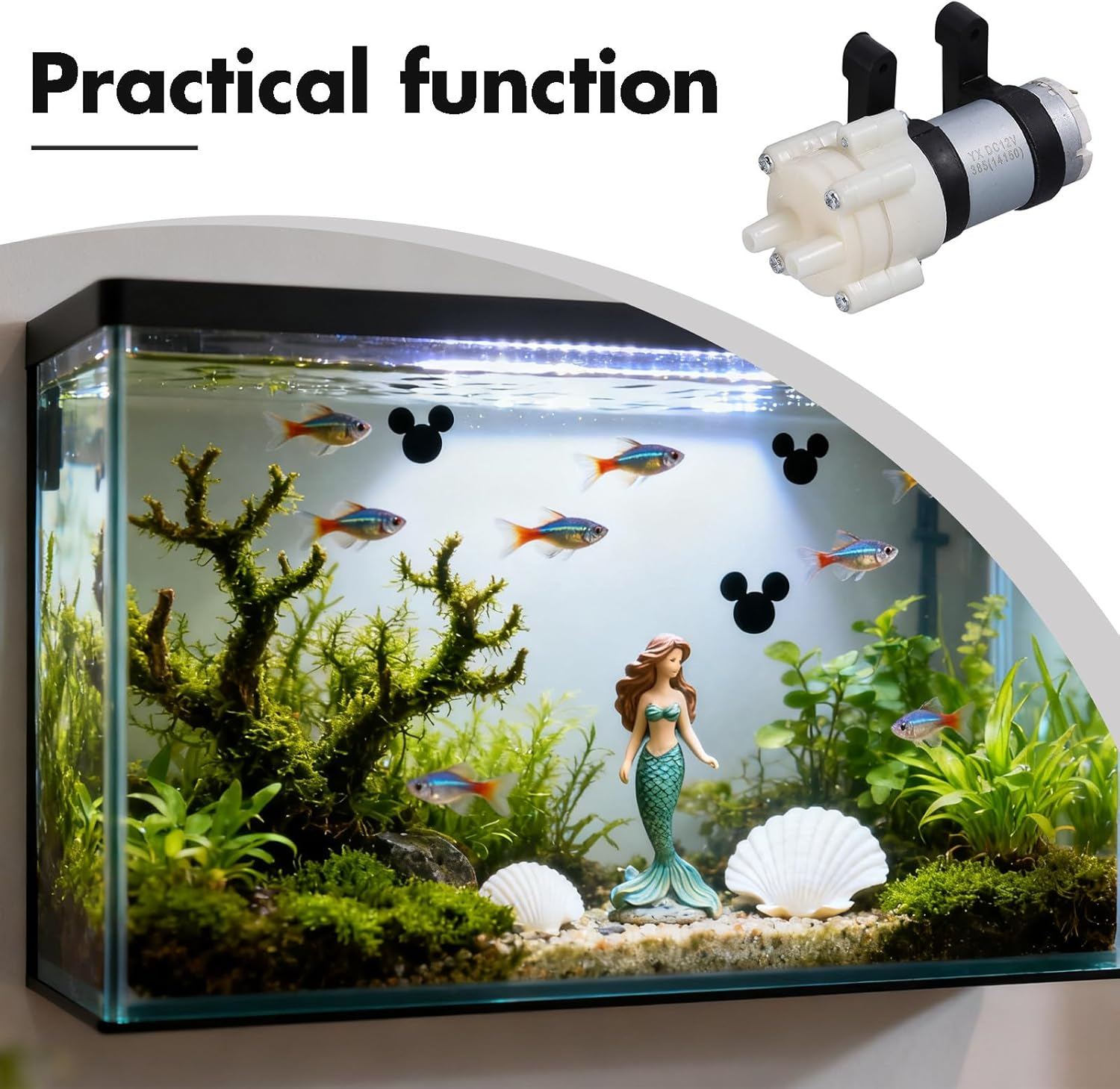 Kichvoe 2Pcs Micro Diaphragm Water Pump 6V-12V - Small Quiet Circulation Pump Low Voltage and Portable for Small Aquariums and Fish Tanks image number 2