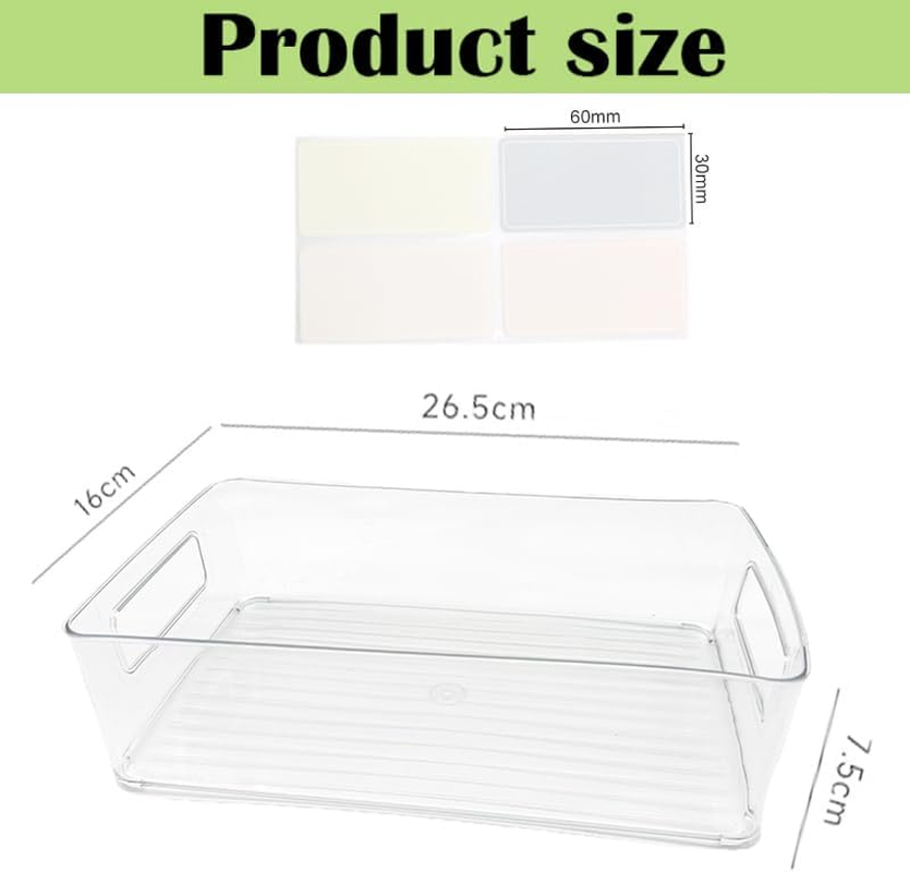 8 Pack Pantry Organization and Food Storage Bin,Stackable Clear Plastic Refrigerator Organizer Bins, Cabinet Organization and Storage for Fridge, Kitchen, Cabinet, Bathroom and Office，Send Stickers image number 2