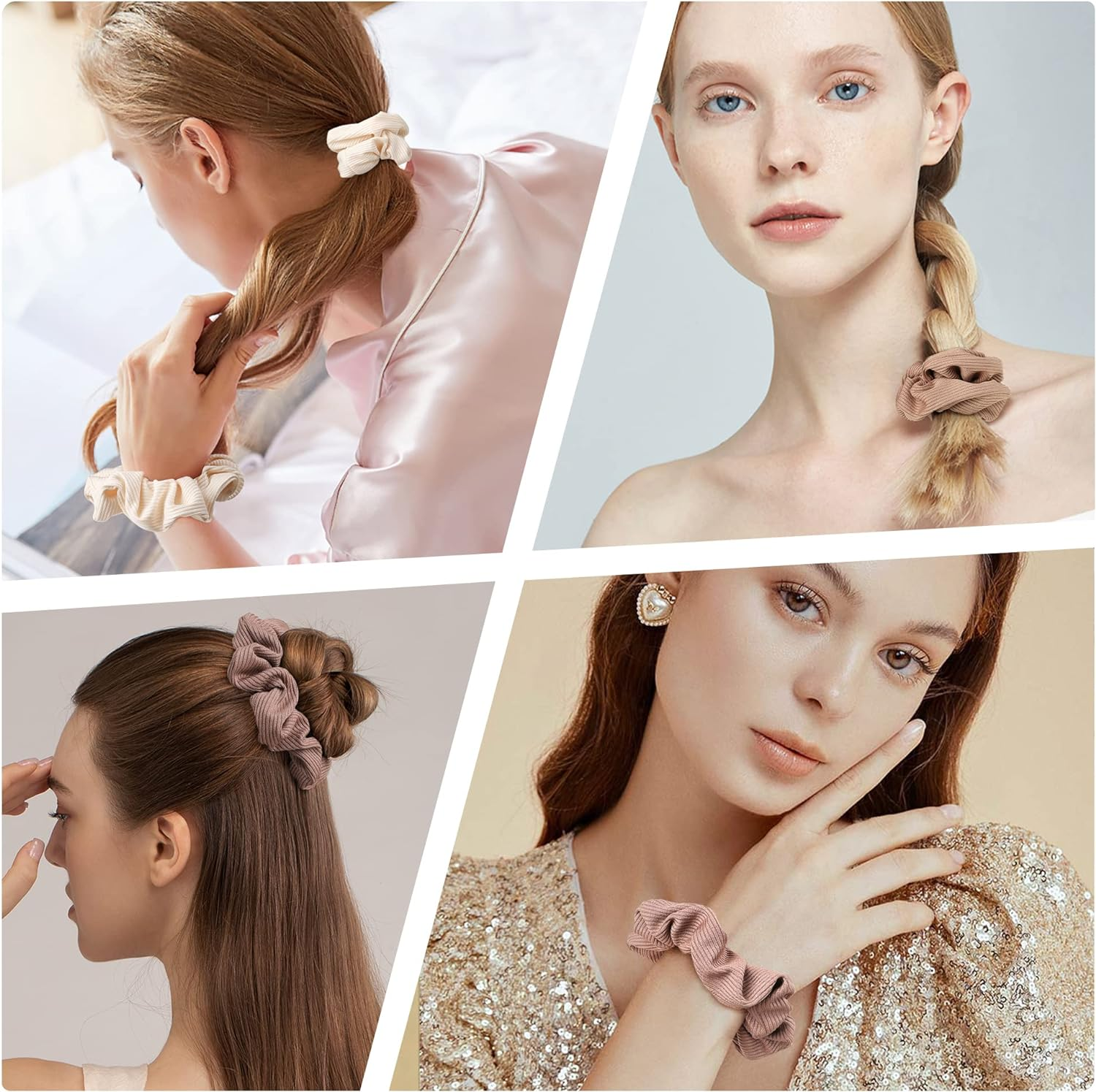 Scrunchies for Women & Girls - Big Cotton Scrunchies for Thick or Thin Hair, No Crease Ponytail Holders image number 1