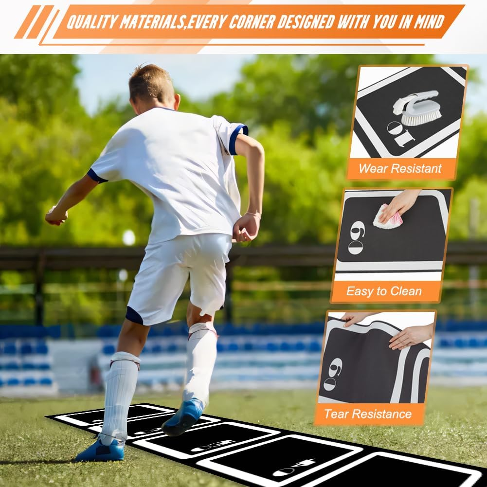 Rubber Agility Ladder Set 4.5M/15Ft Rubber Non-Slip Agility Training Ladder with 10 Soccer Cones for Outdoor Agility Training Basketball Fitness Soccer Training Speed Agility Training Ladder Mat image number 5