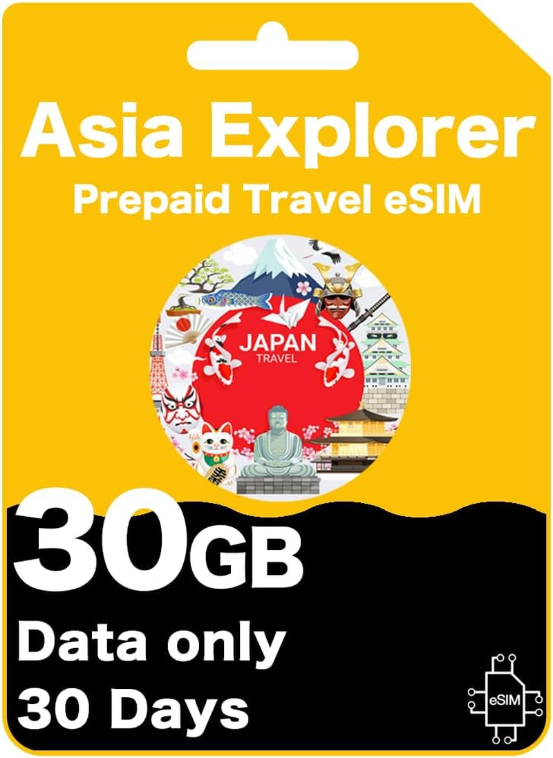 Asia Explorer Prepaid Travel Esim - 10 Countries, High-Speed Data for 30 Days, Data-Only (30GB (30 Days)) image number 1